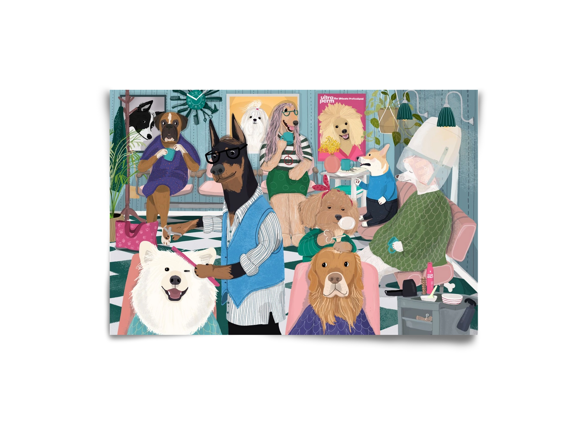 Dogs at the hairdresser, 30x20 cm, Keret nélkül