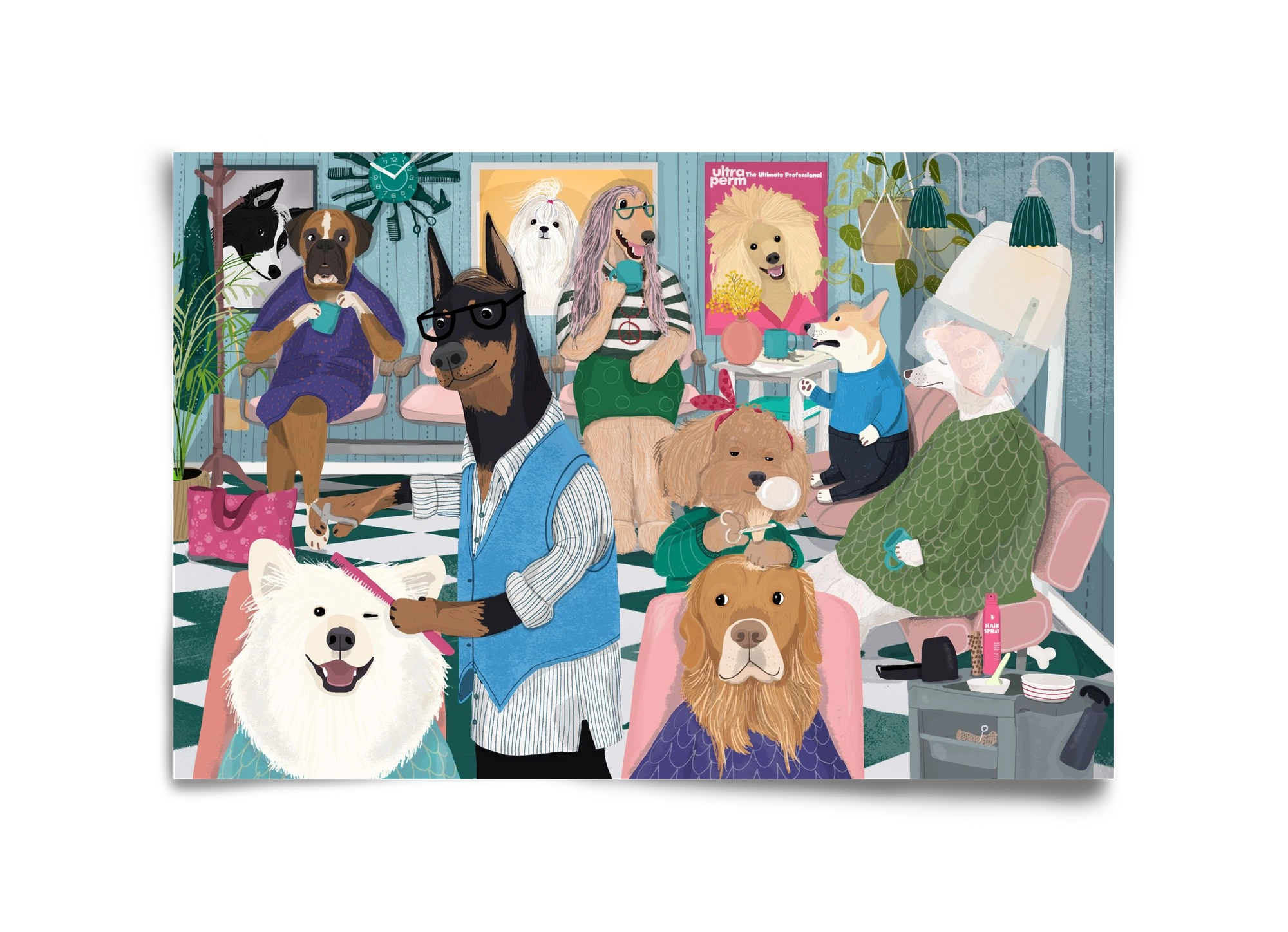 Dogs at the hairdresser, 45x30 cm, Keret nélkül