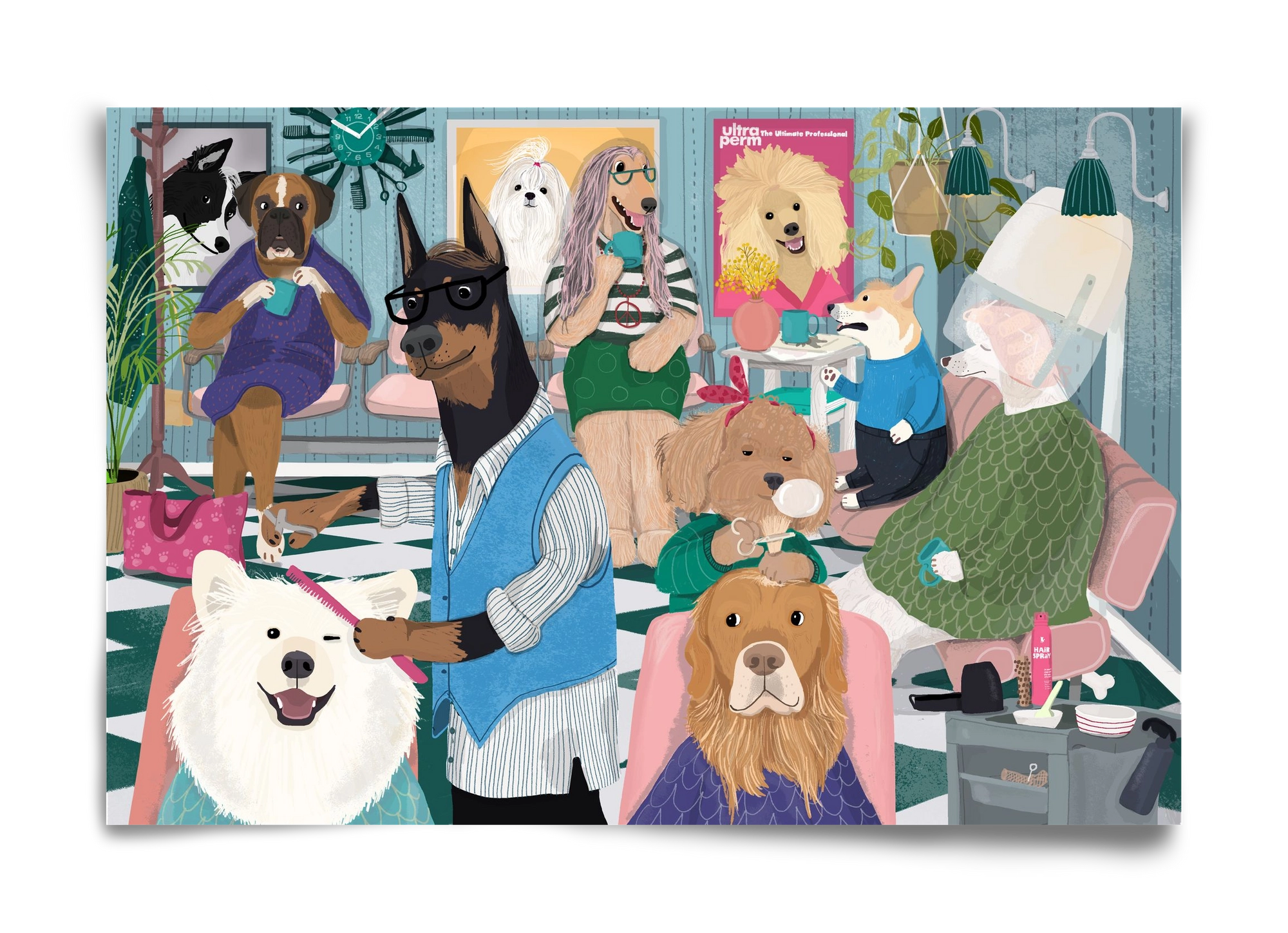 Dogs at the hairdresser, 60x40 cm, Keret nélkül