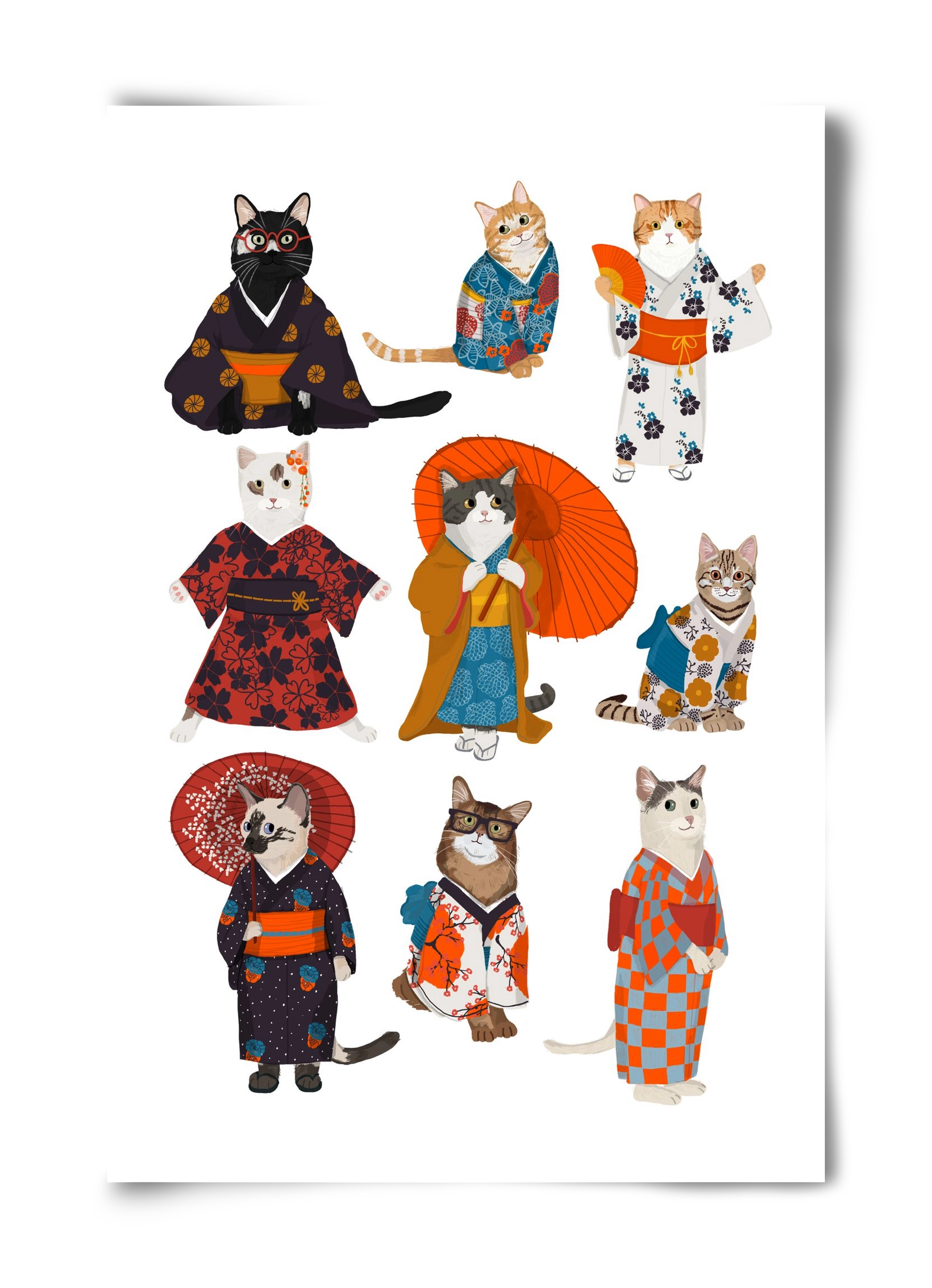 Cats in kimono, 40x60 cm, Keret nélkül