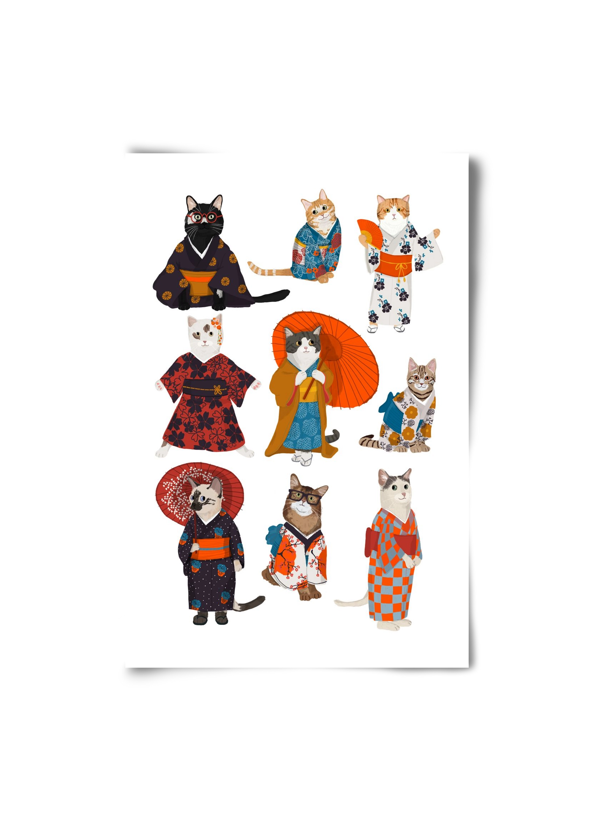 Cats in kimono, 20x30 cm, Keret nélkül