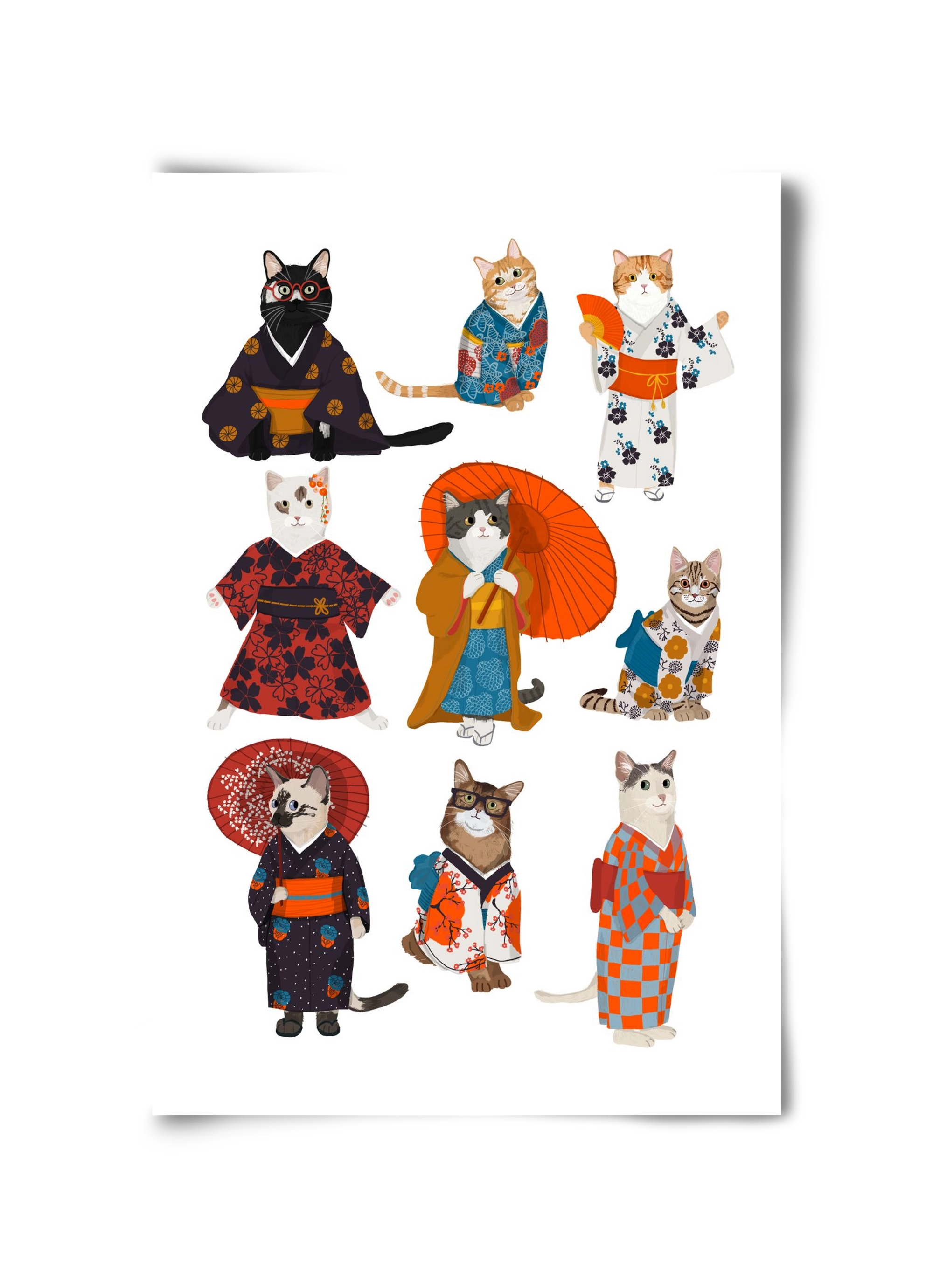 Cats in kimono, 30x45 cm, Keret nélkül