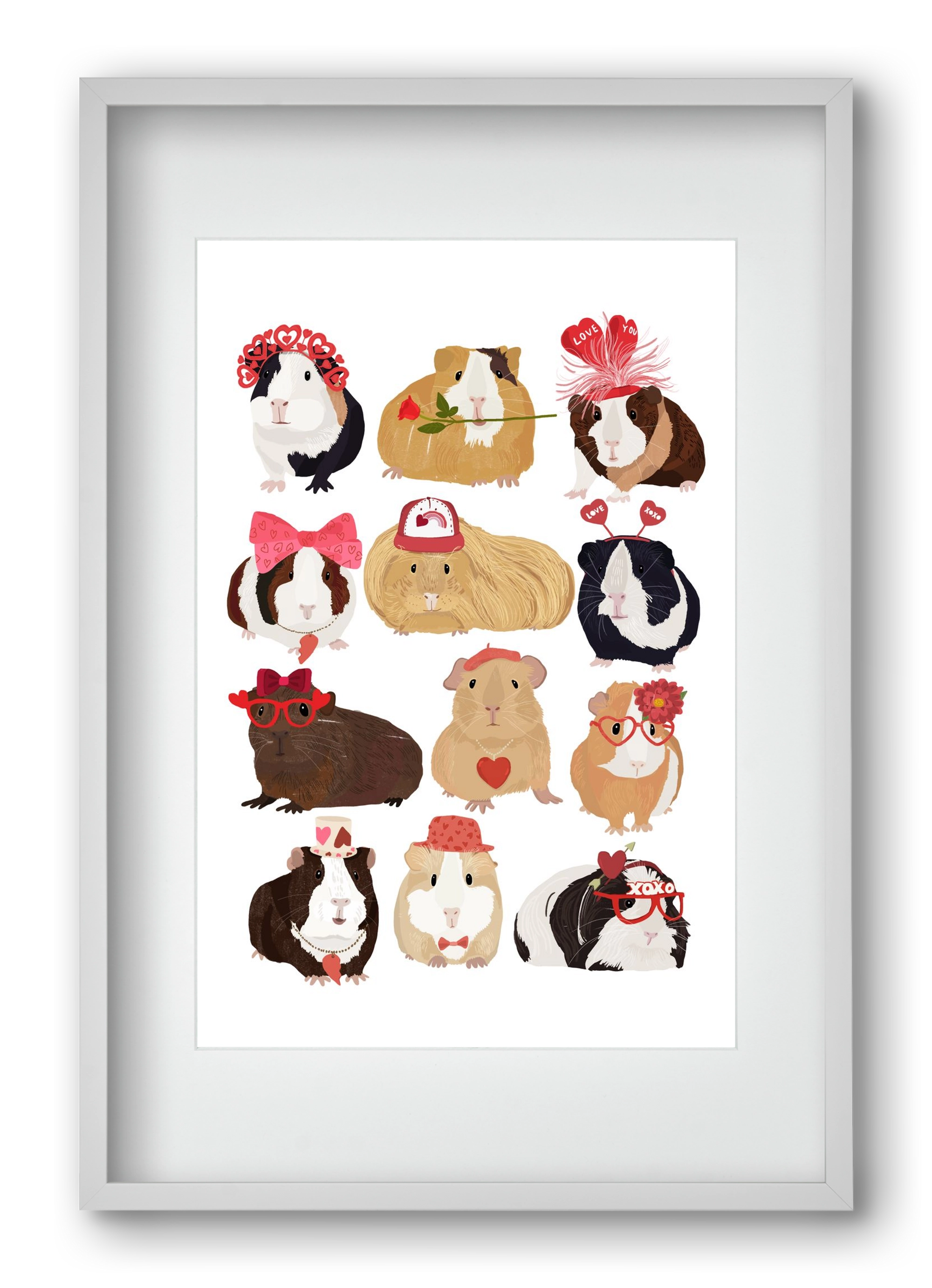 Guinea Pig Love print, 40x60 cm (30x45 cm), Fehér keret, paszpartuval