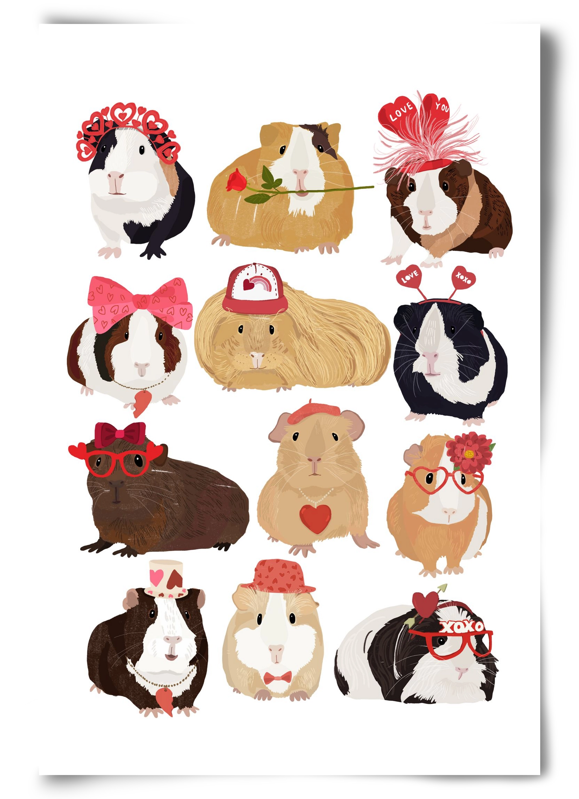 Guinea Pig Love print, 60x90 cm, Keret nélkül