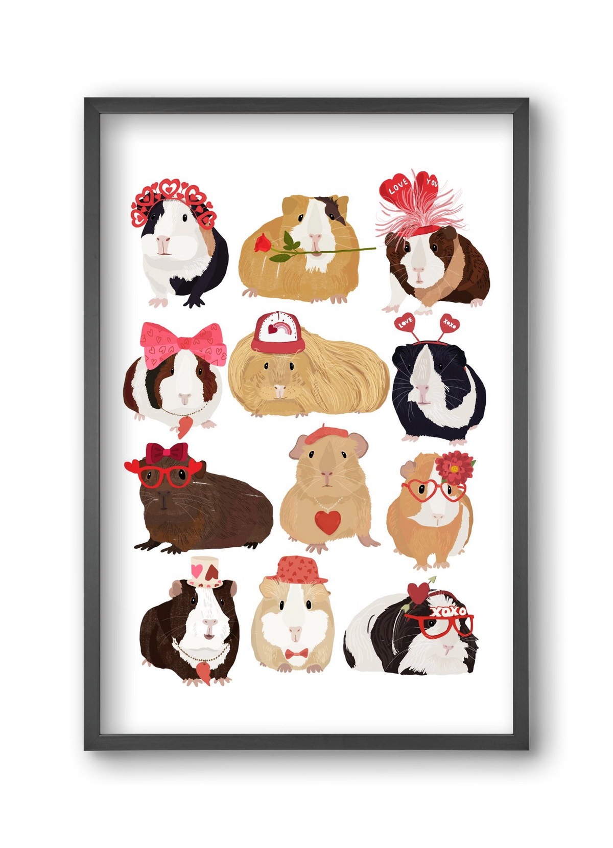 Guinea Pig Love print, 30x45 cm (30x45 cm), Fekete keret