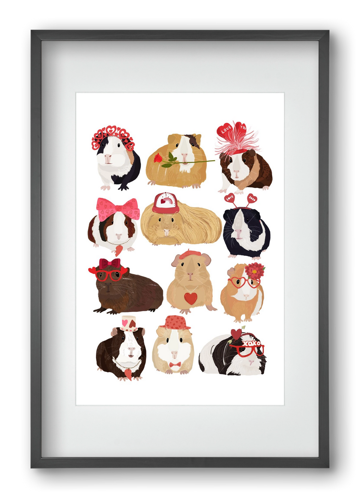 Guinea Pig Love print, 40x60 cm (30x45 cm), Fekete keret, paszpartuval