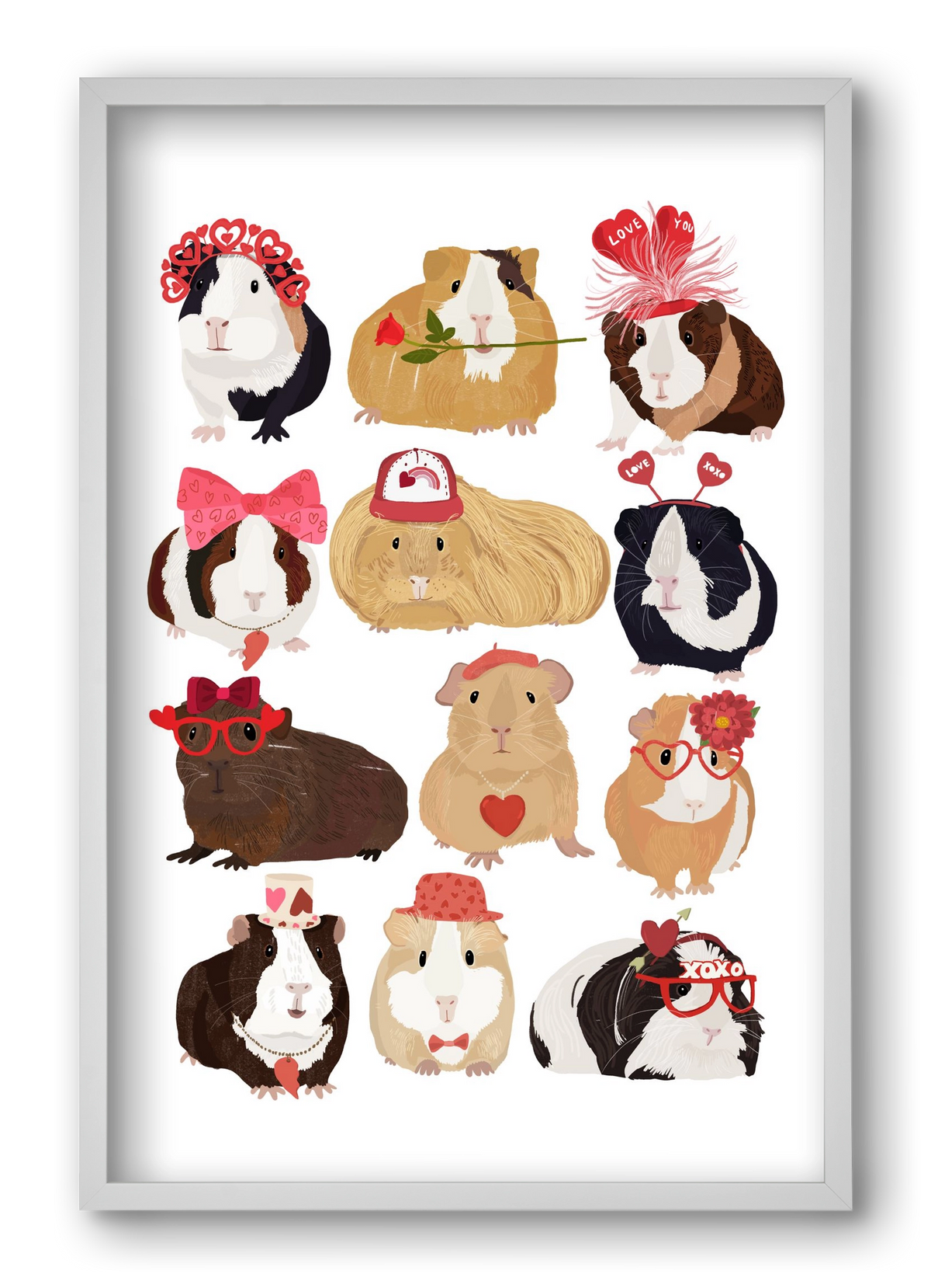Guinea Pig Love print, 40x60 cm (40x60 cm), Fehér keret