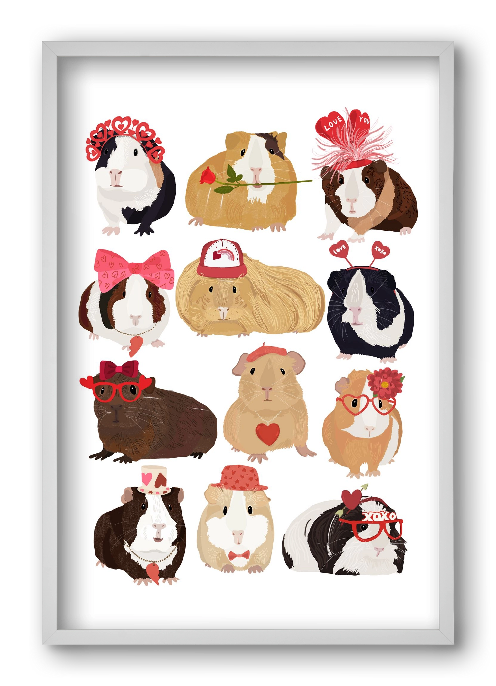 Guinea Pig Love print, 40x60 cm (40x60 cm), Fehér keret