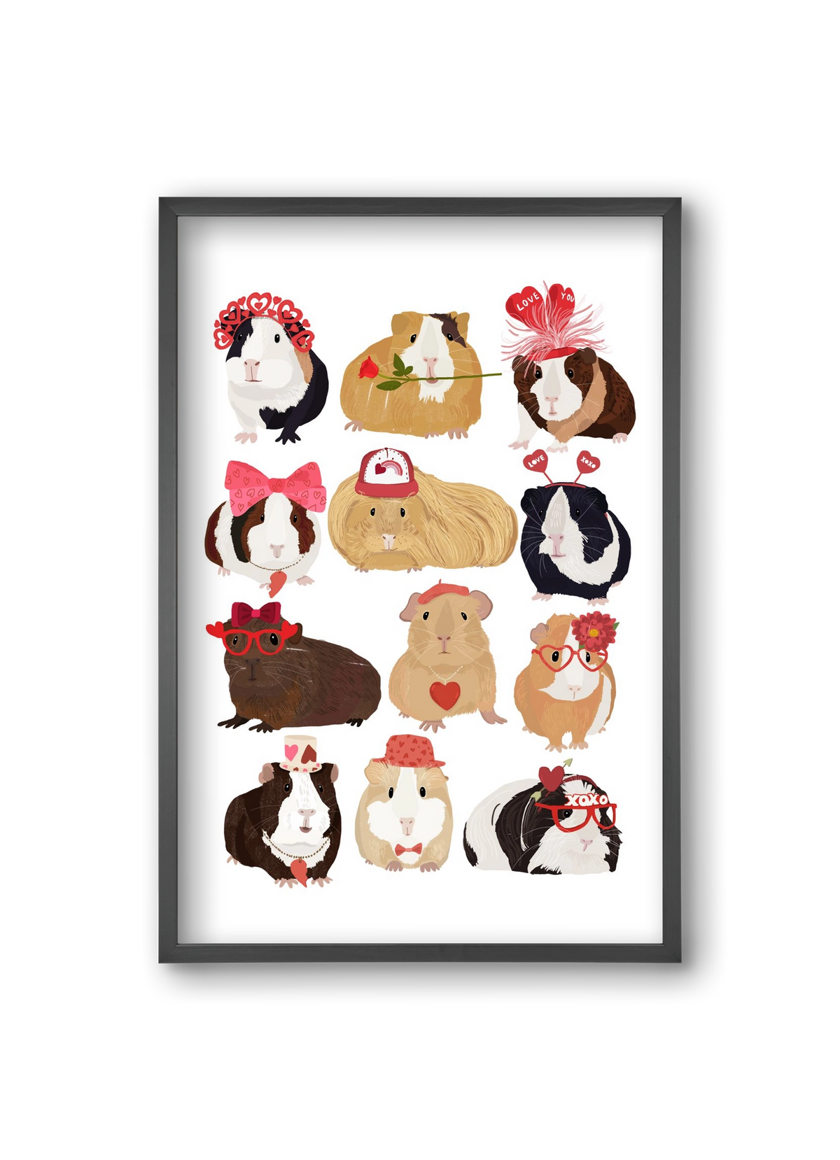 Guinea Pig Love print, 20x30 cm (20x30 cm), Fekete keret