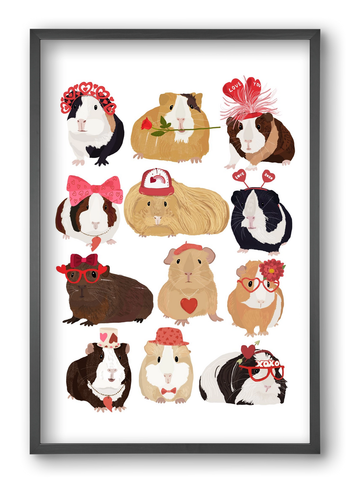 Guinea Pig Love print, 40x60 cm (40x60 cm), Fekete keret