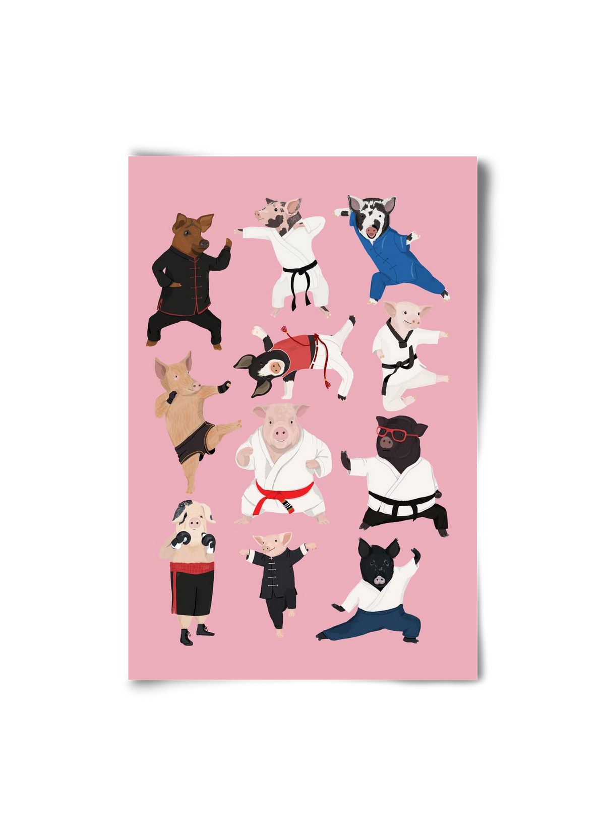 Pigs doing Martial Art, 20x30 cm, Keret nélkül