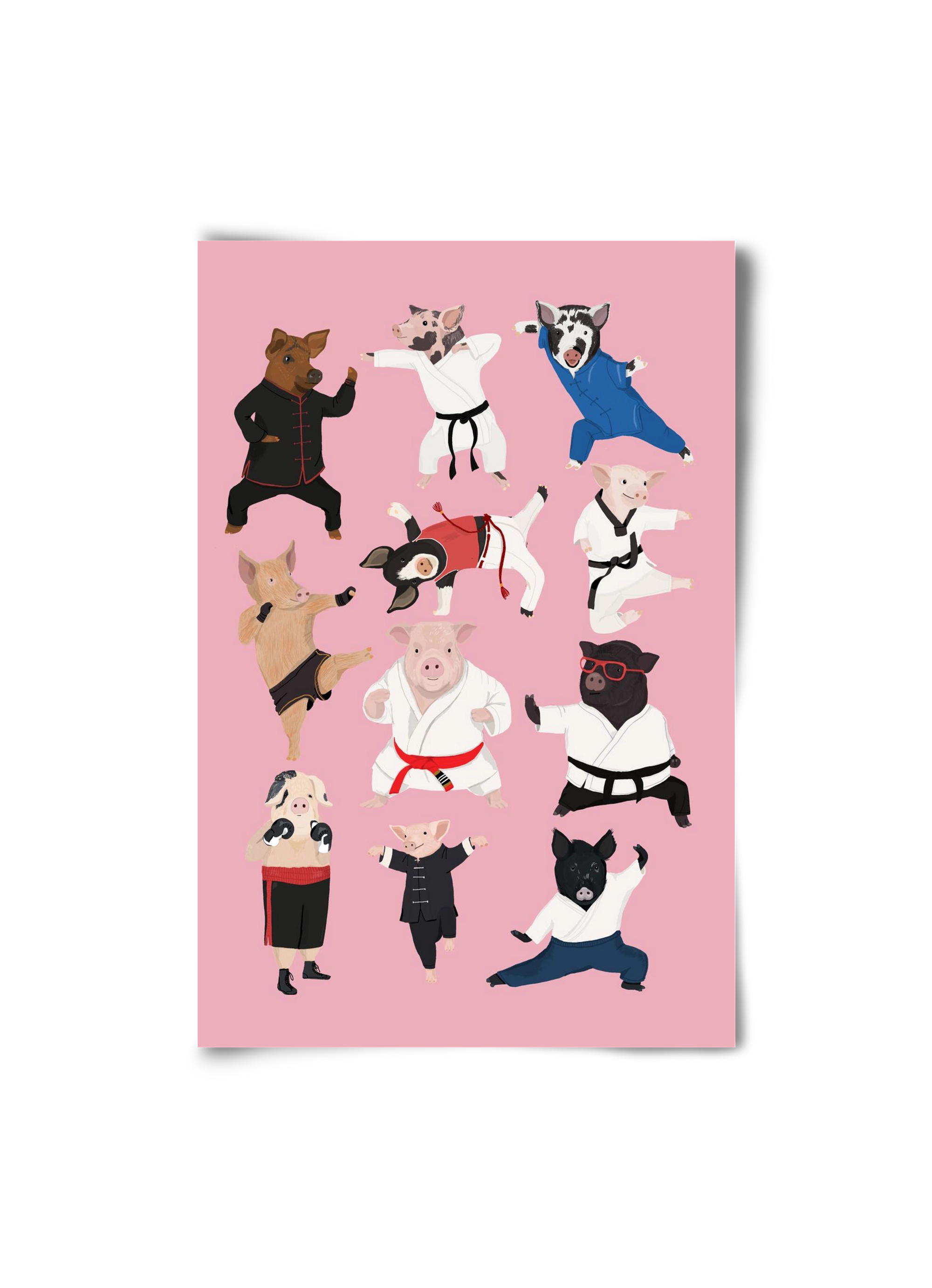 Pigs doing Martial Art, 20x30 cm, Keret nélkül