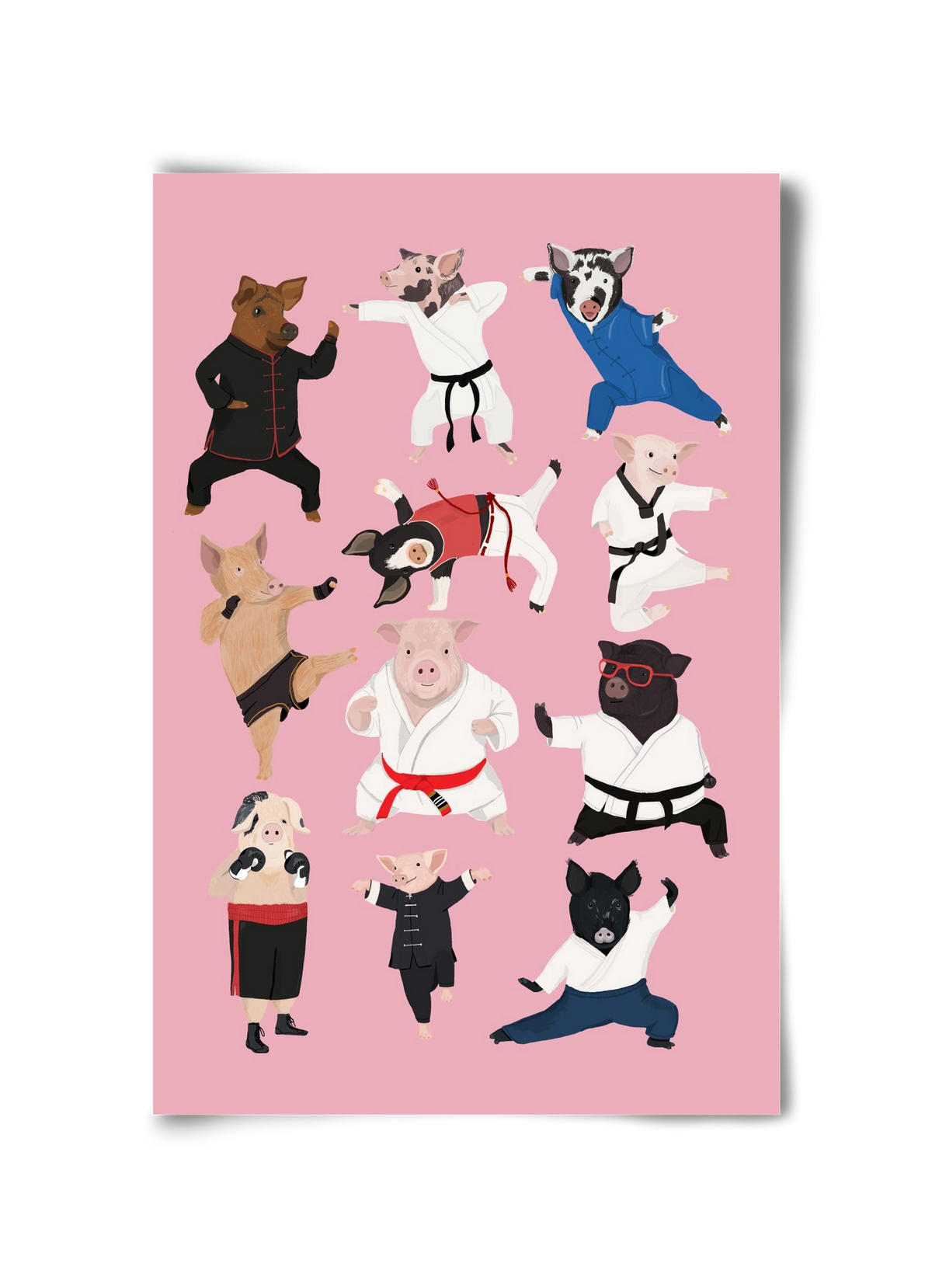Pigs doing Martial Art, 30x45 cm, Keret nélkül