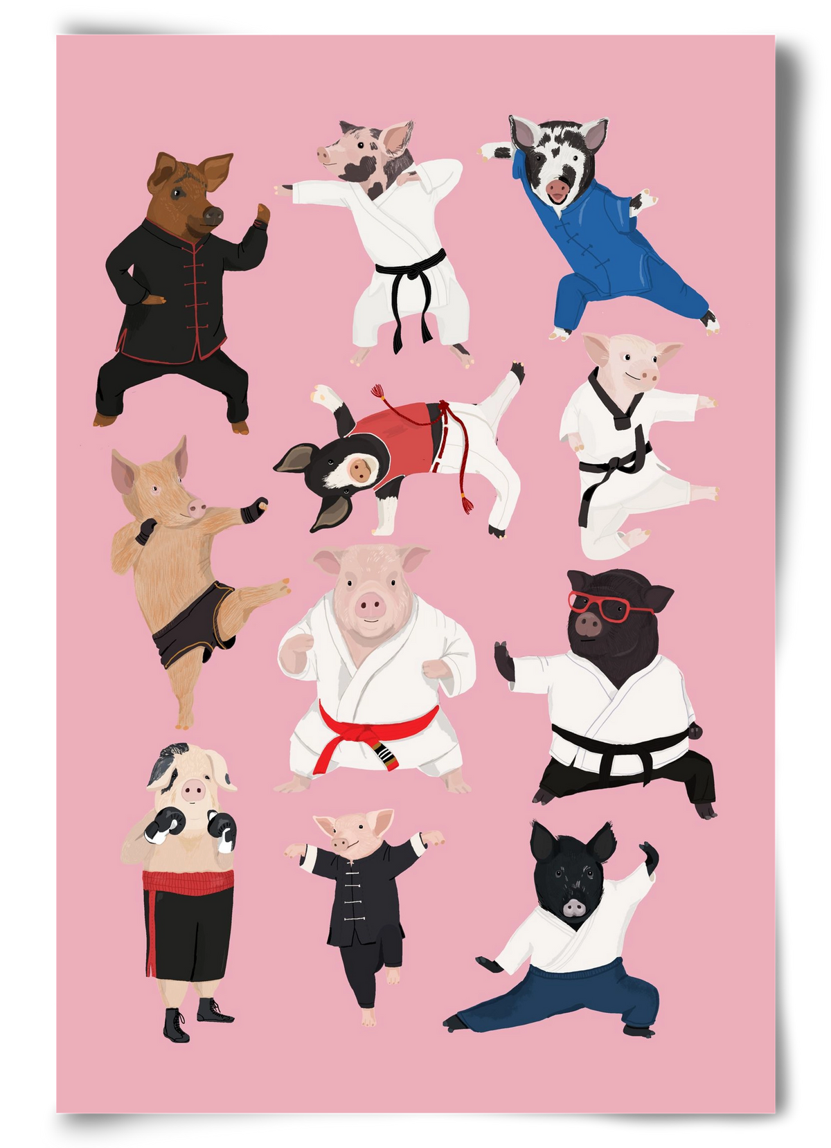 Pigs doing Martial Art, 60x90 cm, Keret nélkül