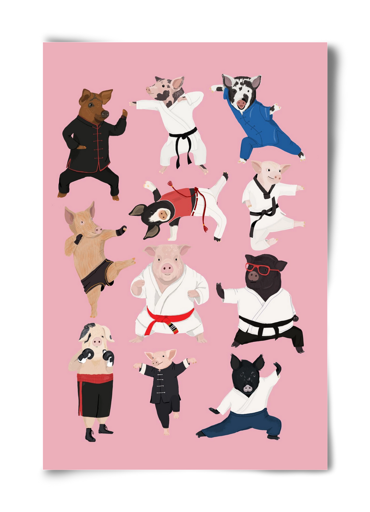 Pigs doing Martial Art, 40x60 cm, Keret nélkül
