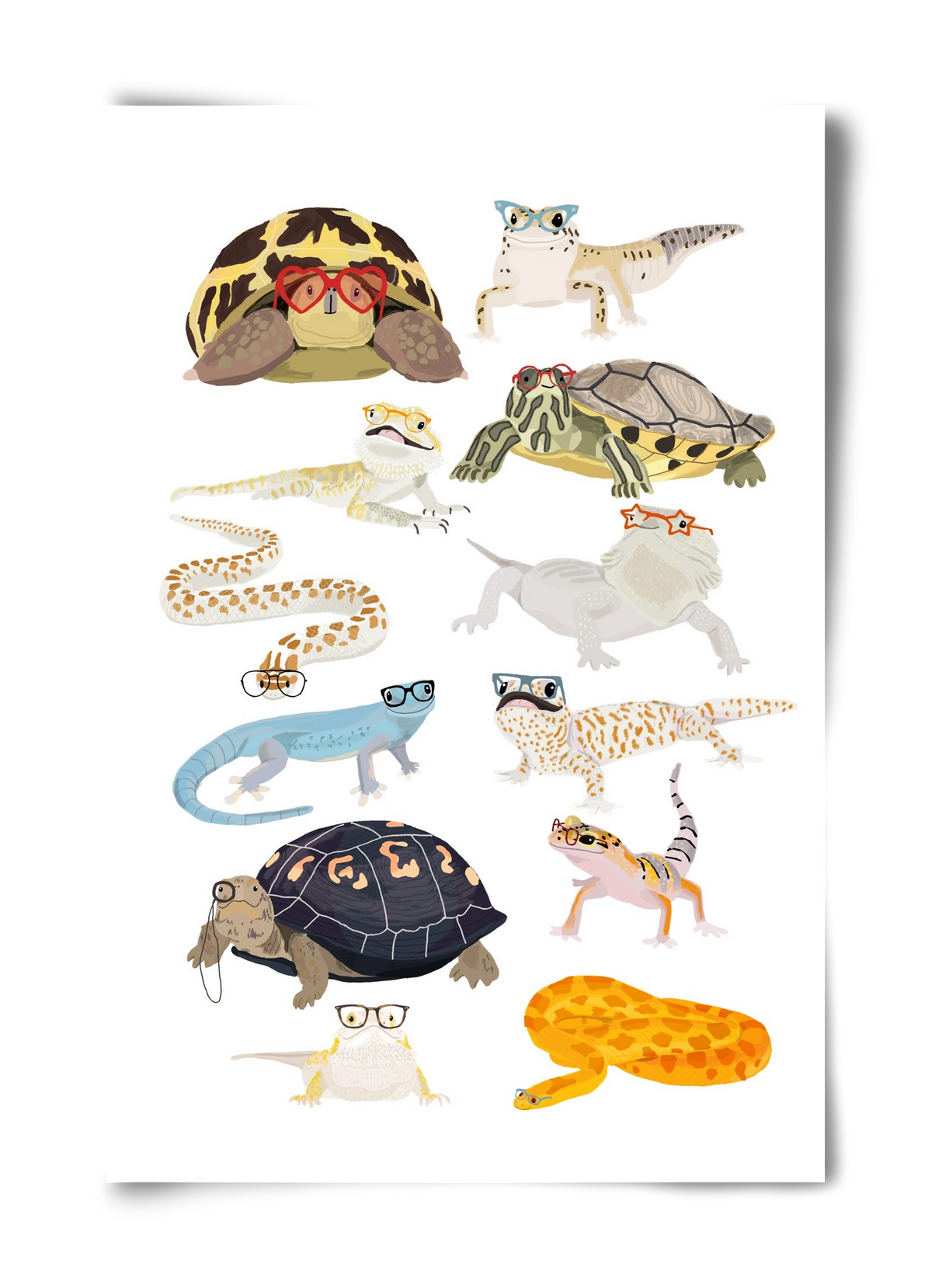 Reptiles in glasses print, 40x60 cm, Keret nélkül