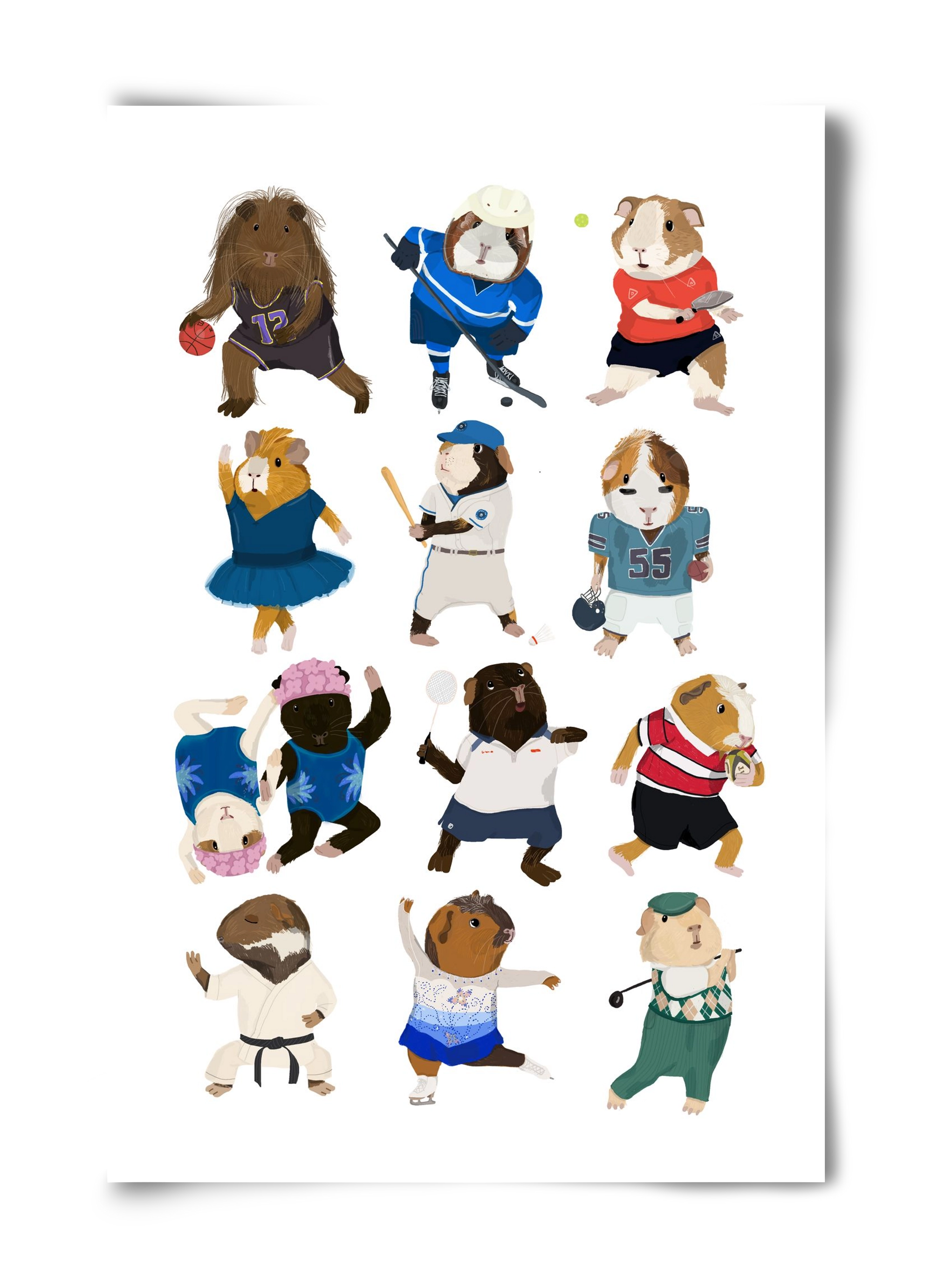 Guinea Pigs doing sports, 40x60 cm, Keret nélkül