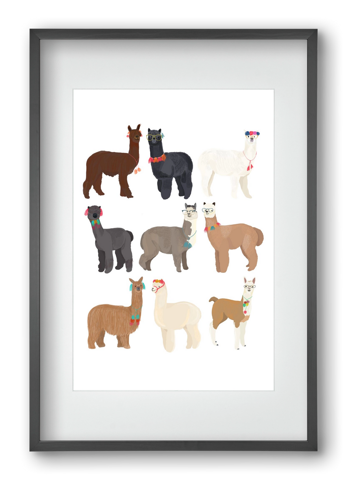 Standin Llama Print, 40x60 cm (30x45 cm), Fekete keret, paszpartuval