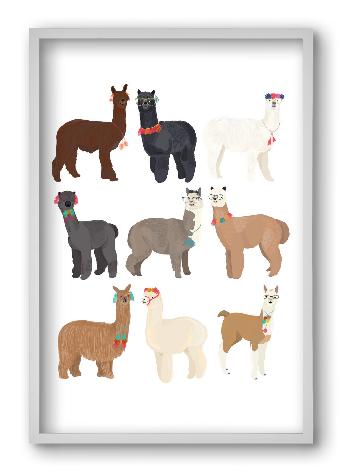 Standin Llama Print, 40x60 cm (40x60 cm), Fehér keret