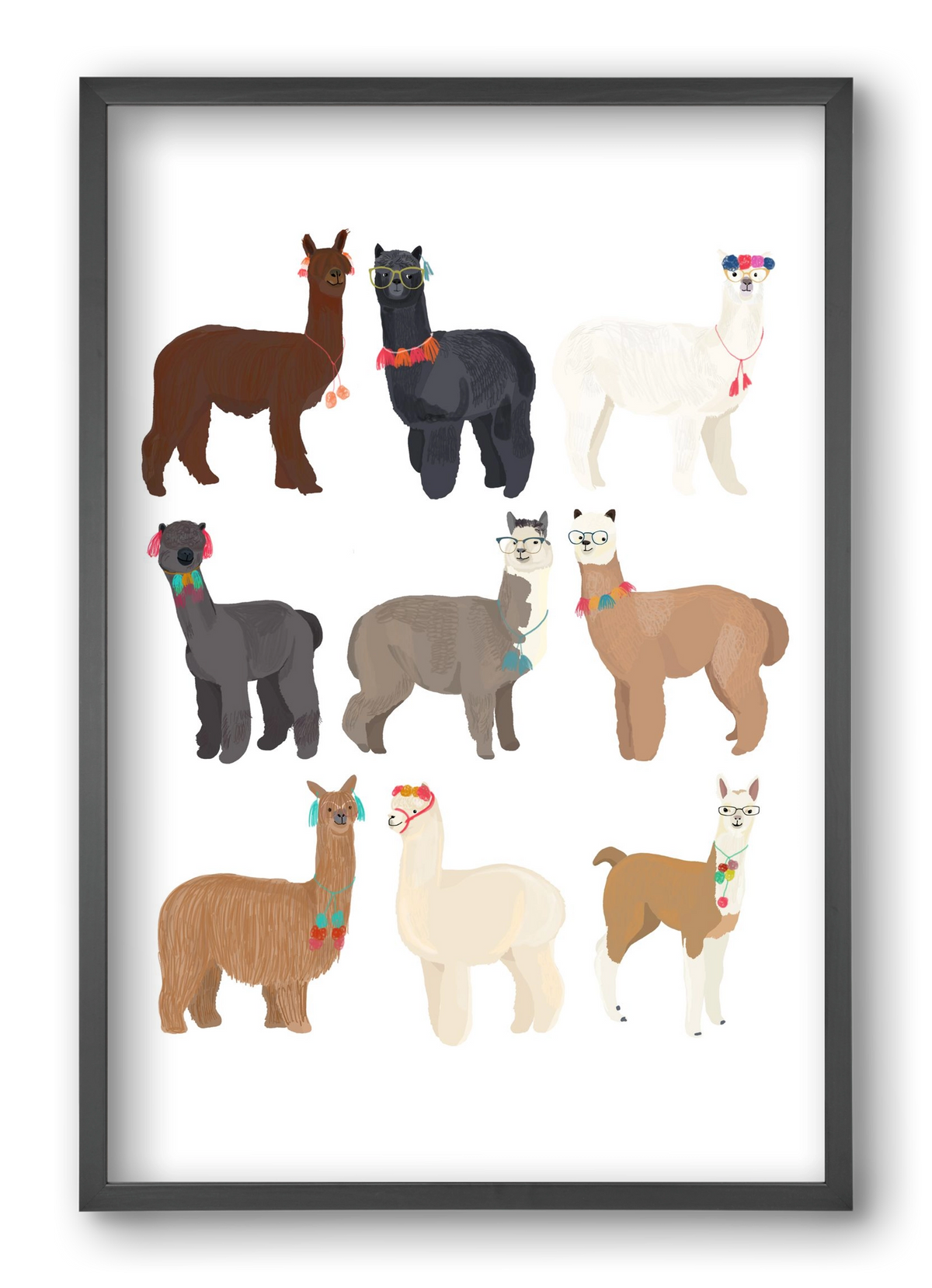 Standin Llama Print, 40x60 cm (40x60 cm), Fekete keret