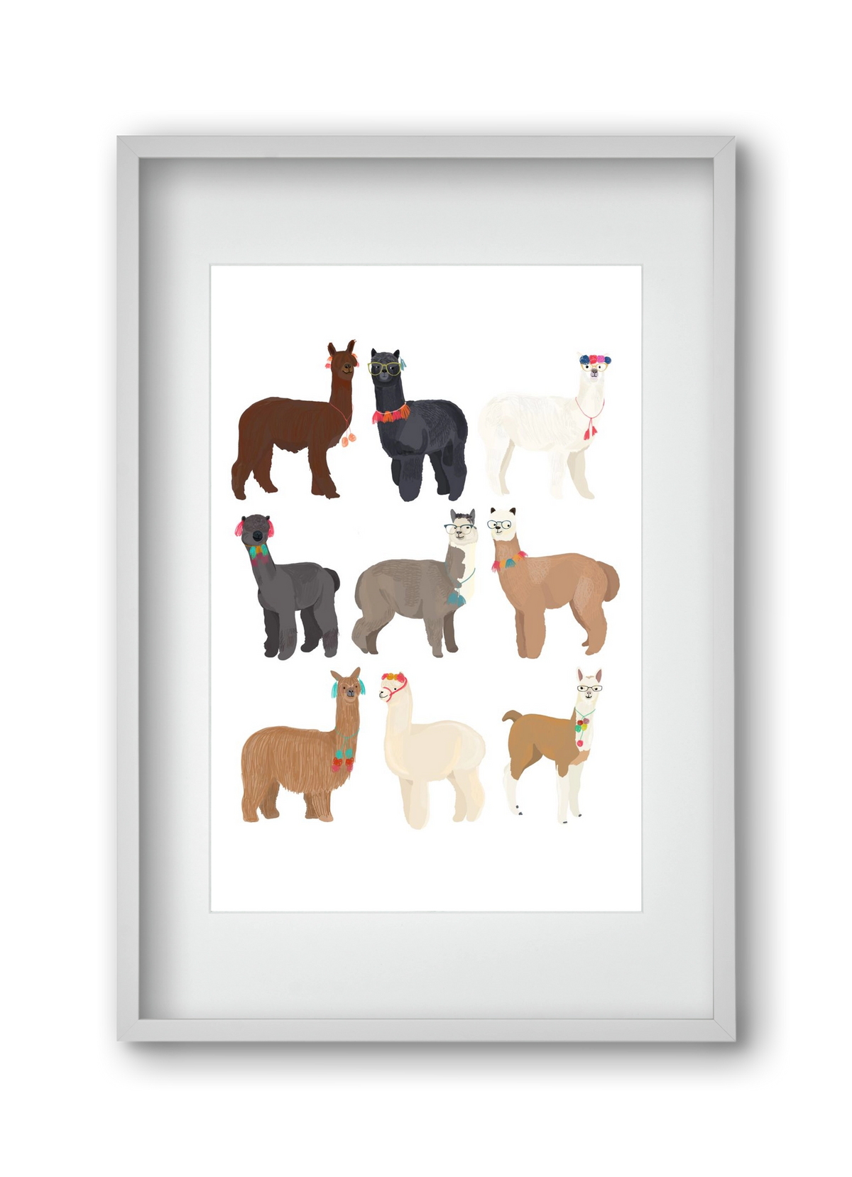 Standin Llama Print, 30x45 cm (20x30 cm), Fehér keret, paszpartuval
