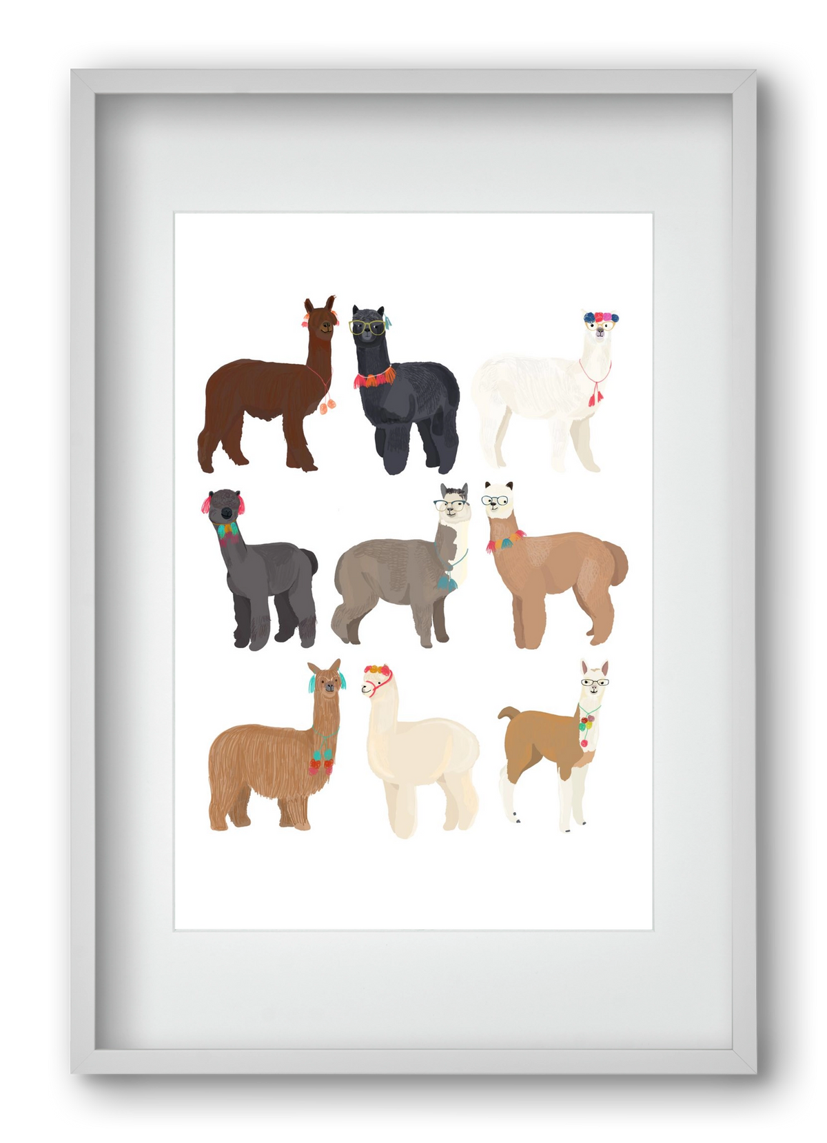 Standin Llama Print, 40x60 cm (30x45 cm), Fehér keret, paszpartuval