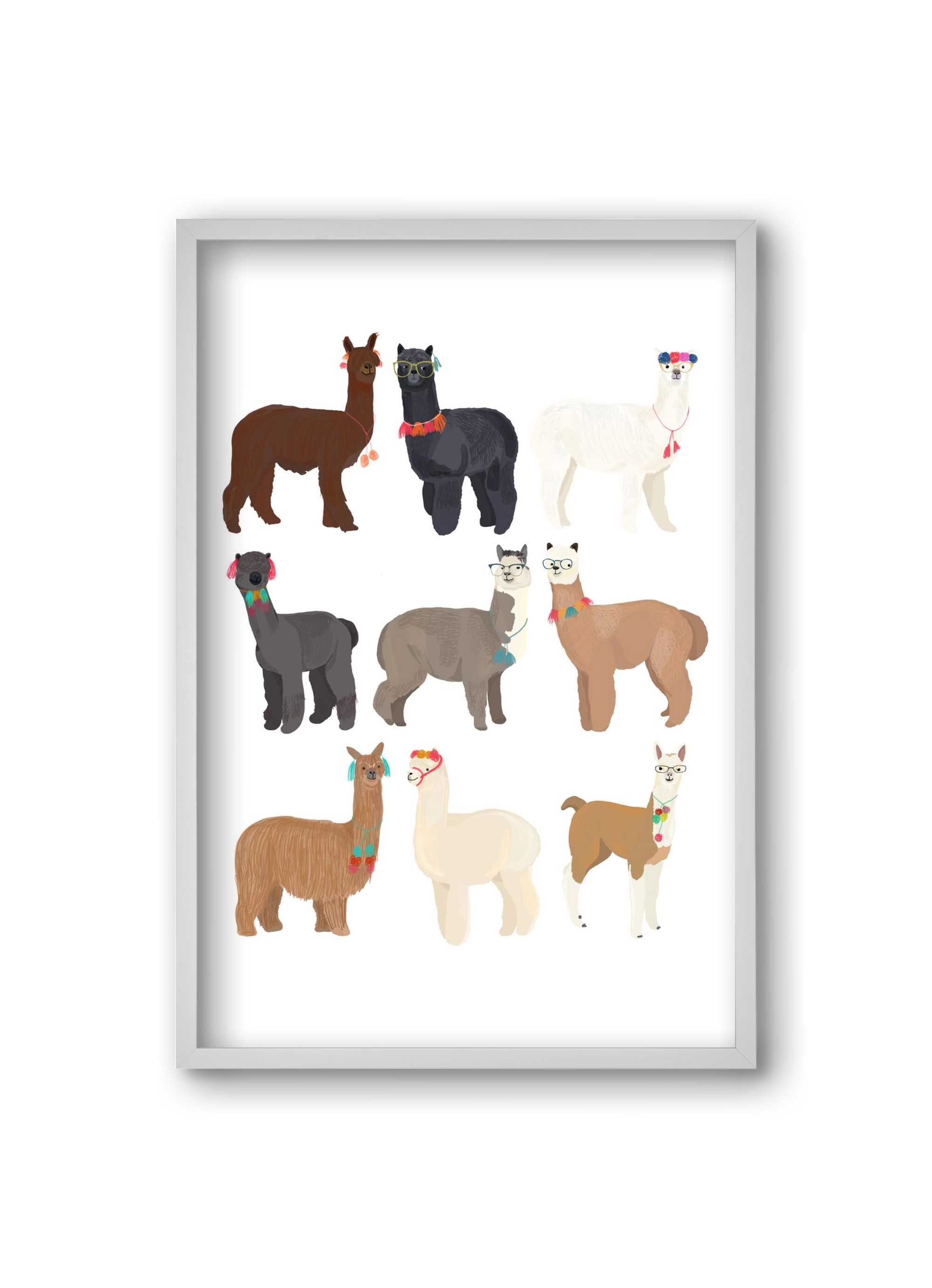 Standin Llama Print, 20x30 cm (20x30 cm), Fehér keret