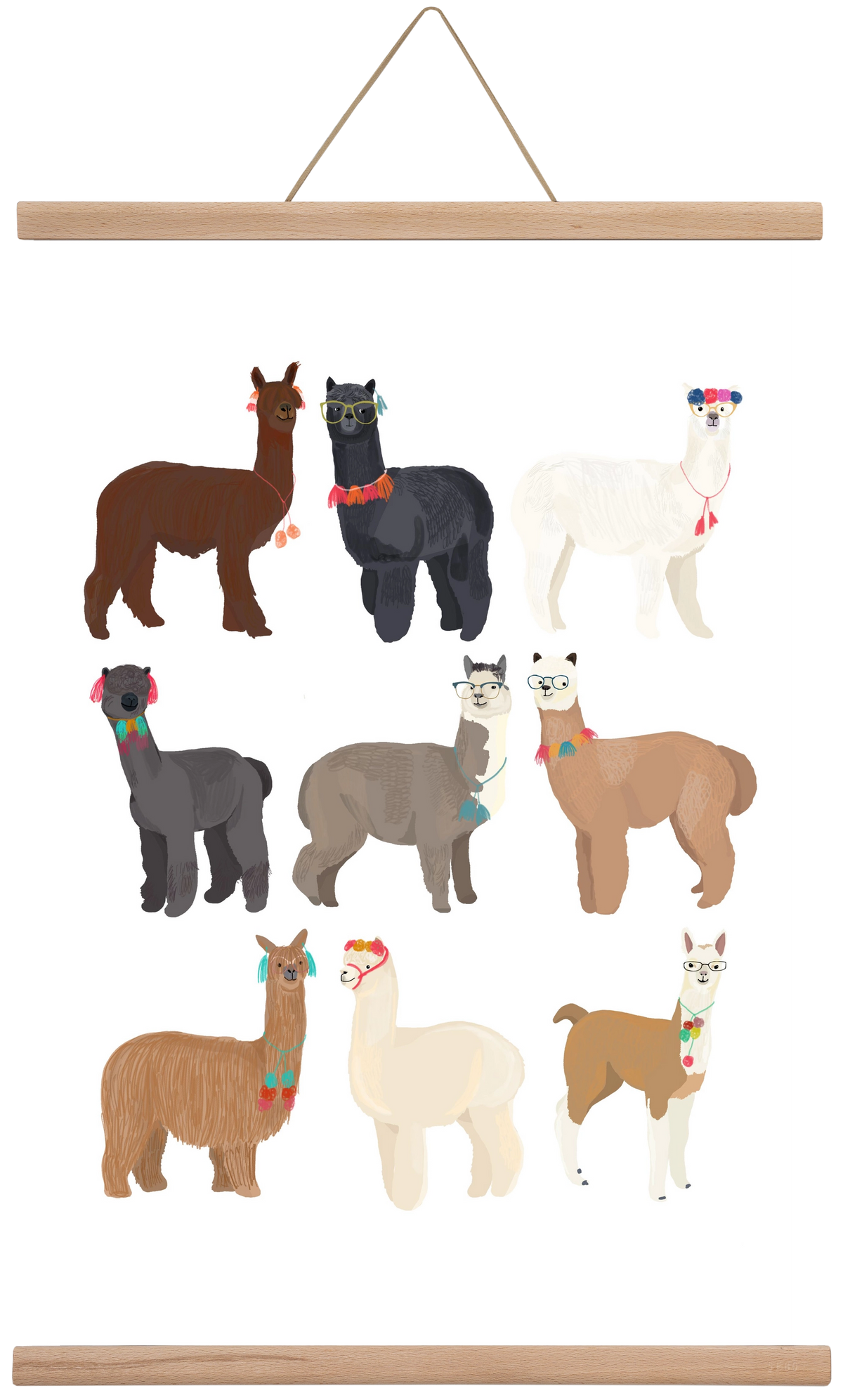 Standin Llama Print, 40x60 cm (40x60 cm), Tölgy akasztó