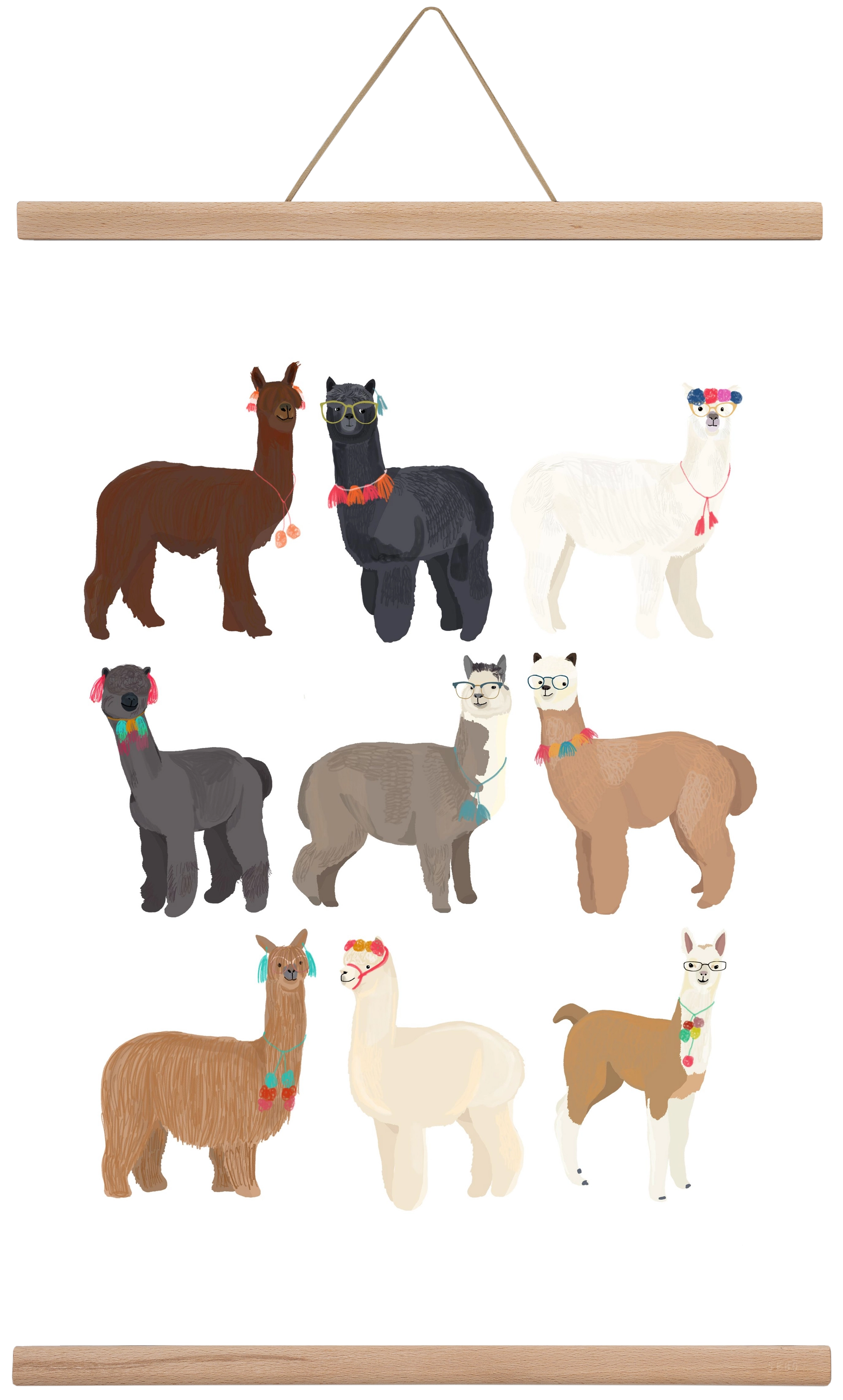 Standin Llama Print, 40x60 cm (40x60 cm), Tölgy akasztó