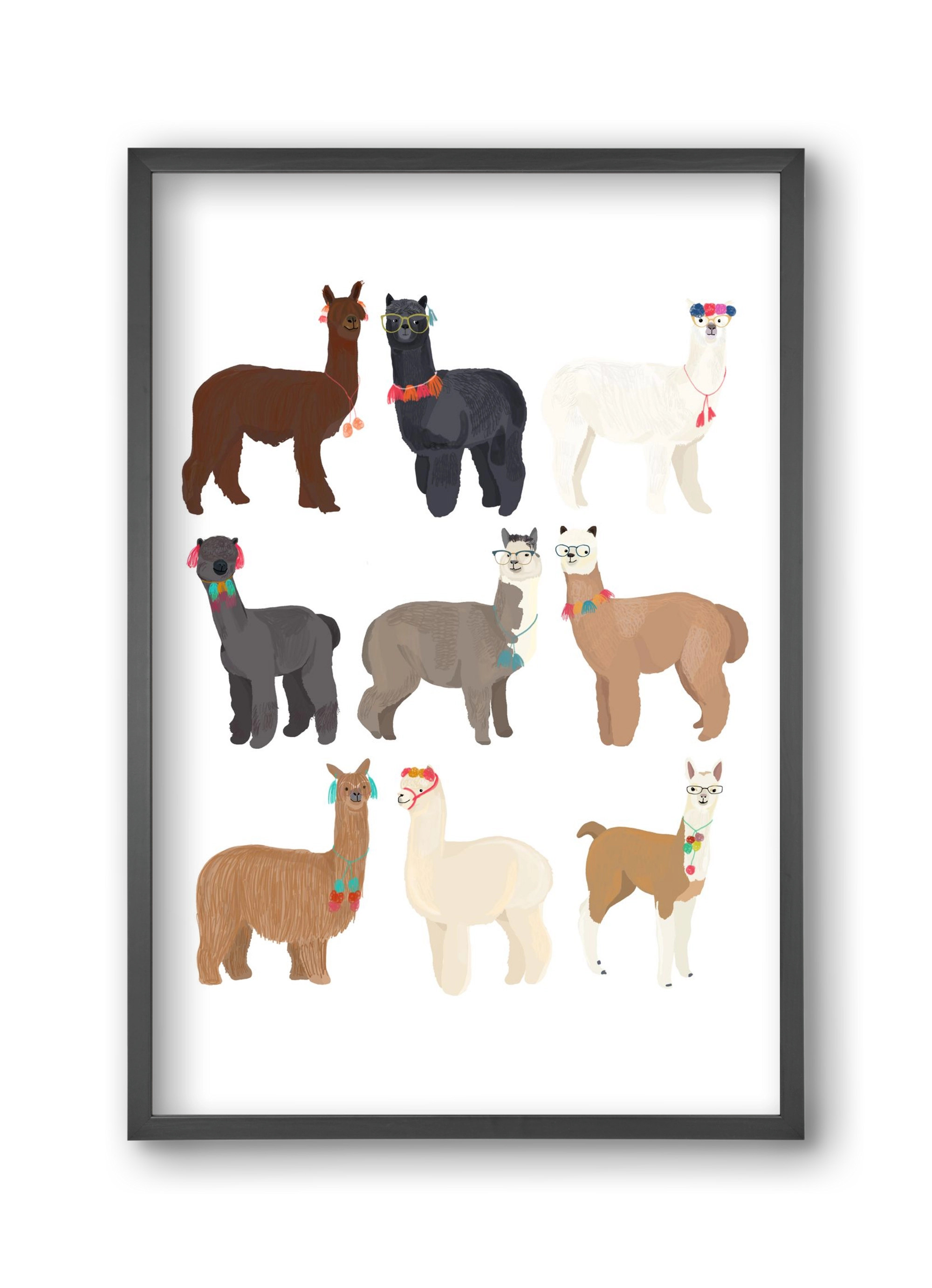 Standin Llama Print, 30x45 cm (30x45 cm), Fekete keret