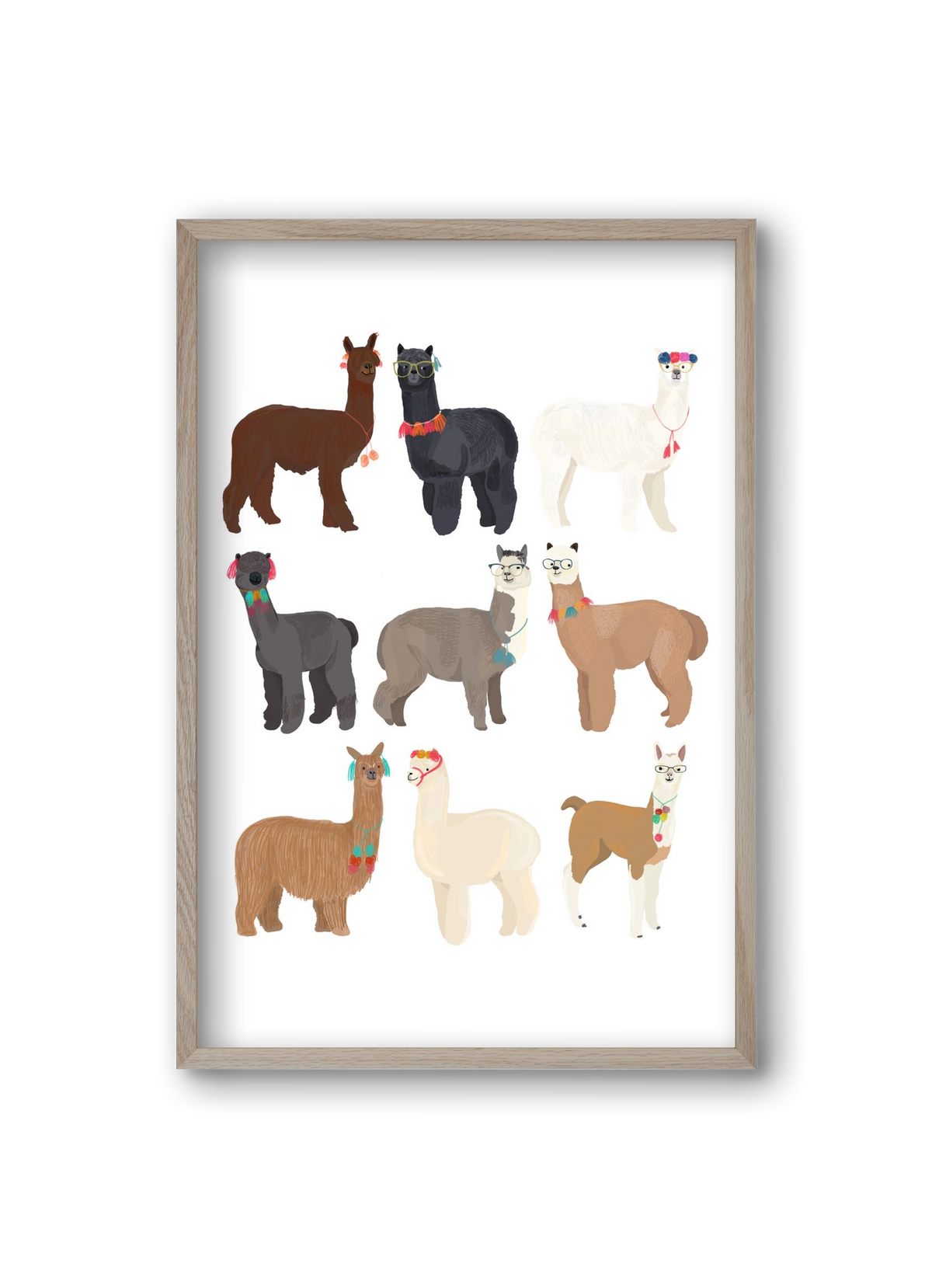 Standin Llama Print, 20x30 cm (20x30 cm), Tölgy keret