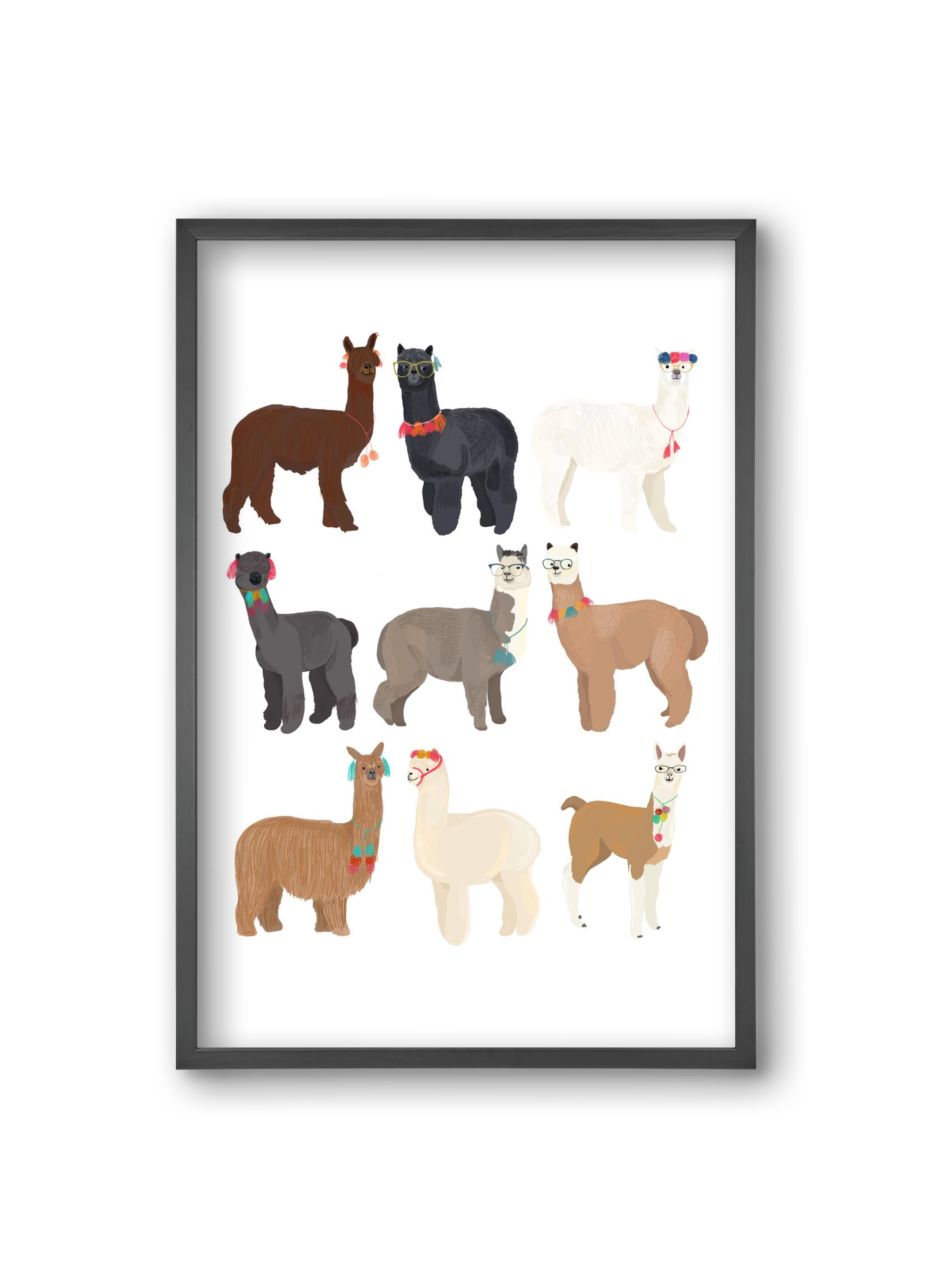 Standin Llama Print, 20x30 cm (20x30 cm), Fekete keret