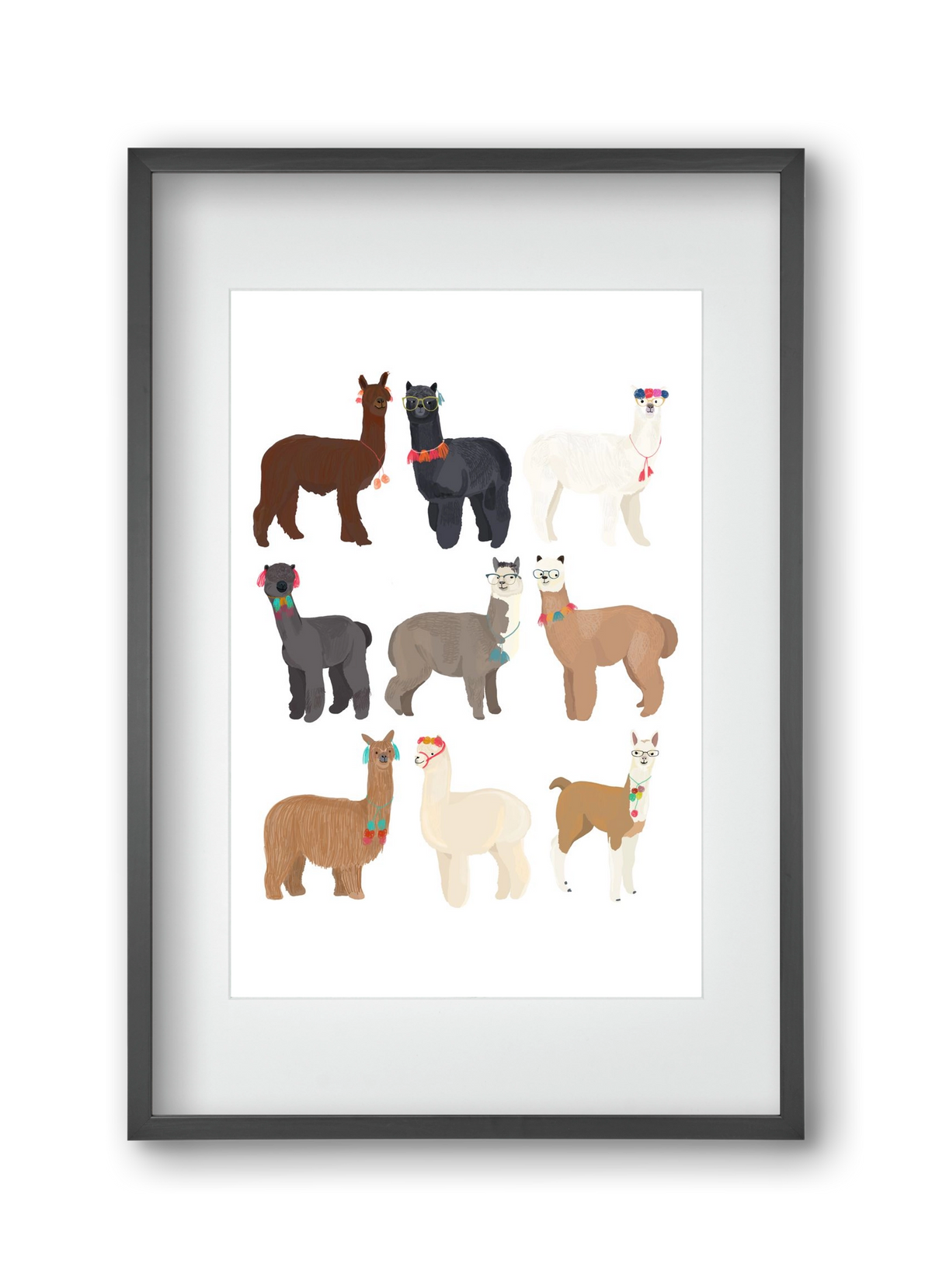 Standin Llama Print, 30x45 cm (20x30 cm), Fekete keret, paszpartuval