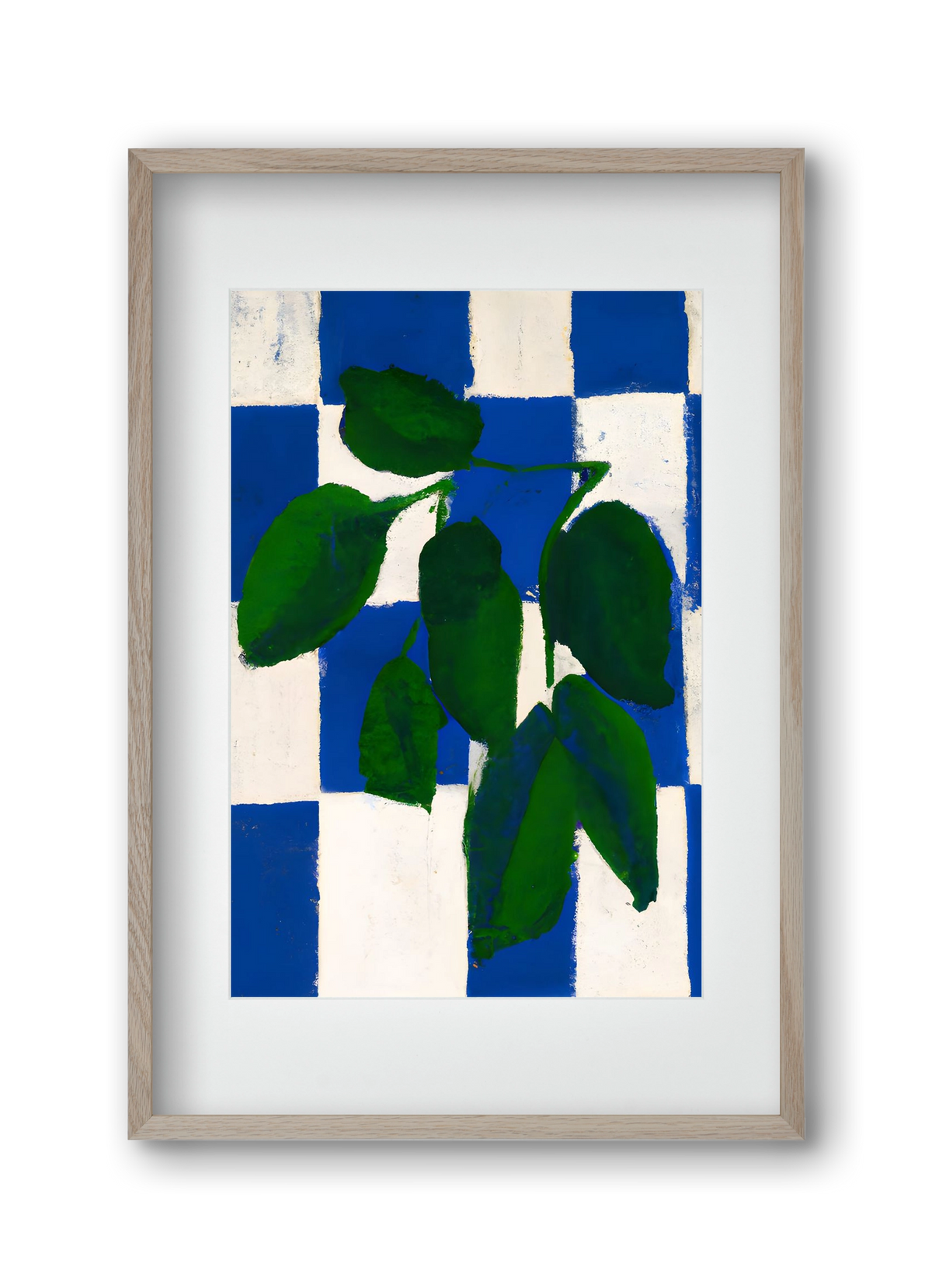Checkered greenery, 30x45 cm (20x30 cm), Tölgy keret, paszpartuval