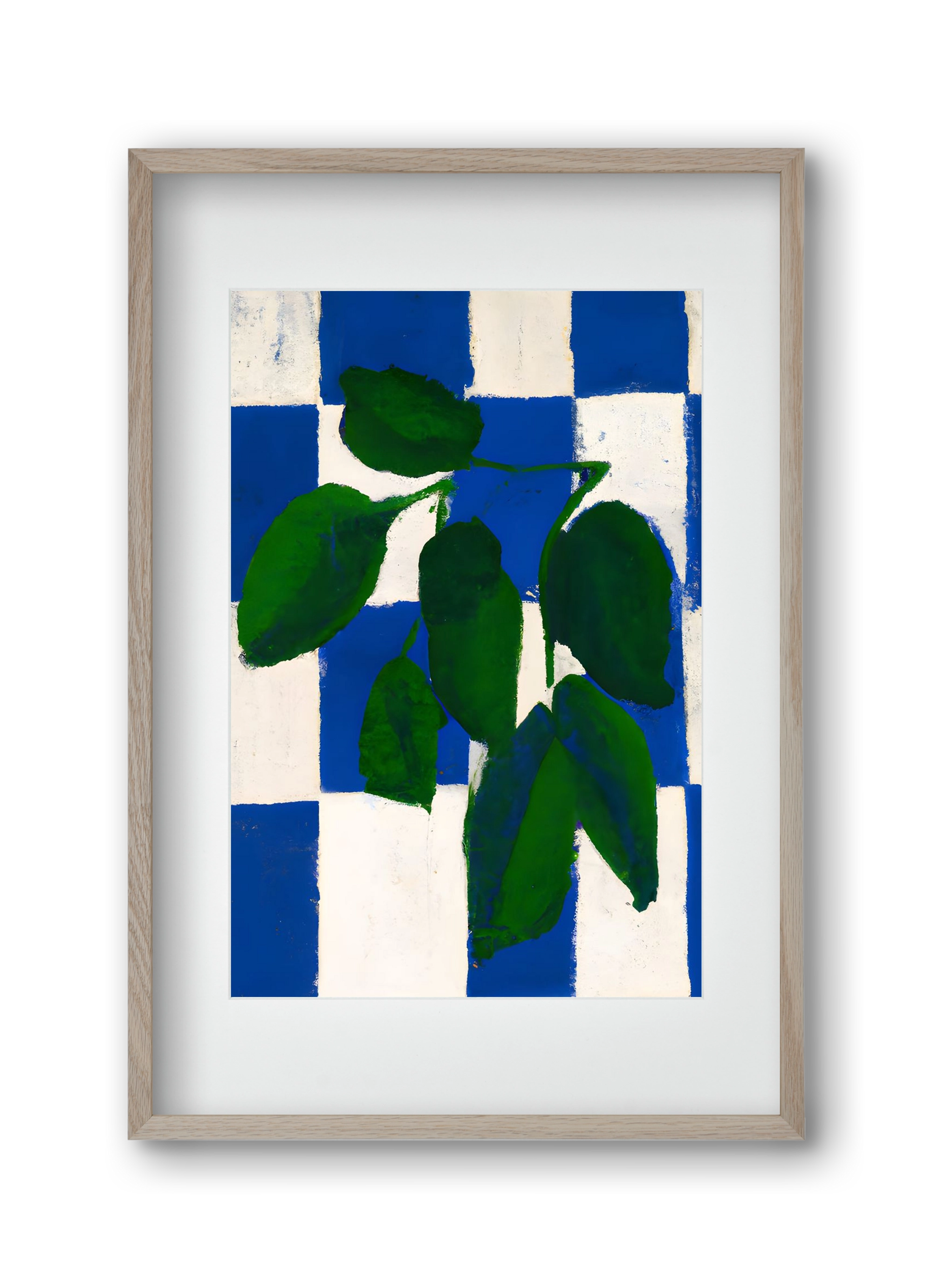 Checkered greenery, 30x45 cm (20x30 cm), Tölgy keret, paszpartuval
