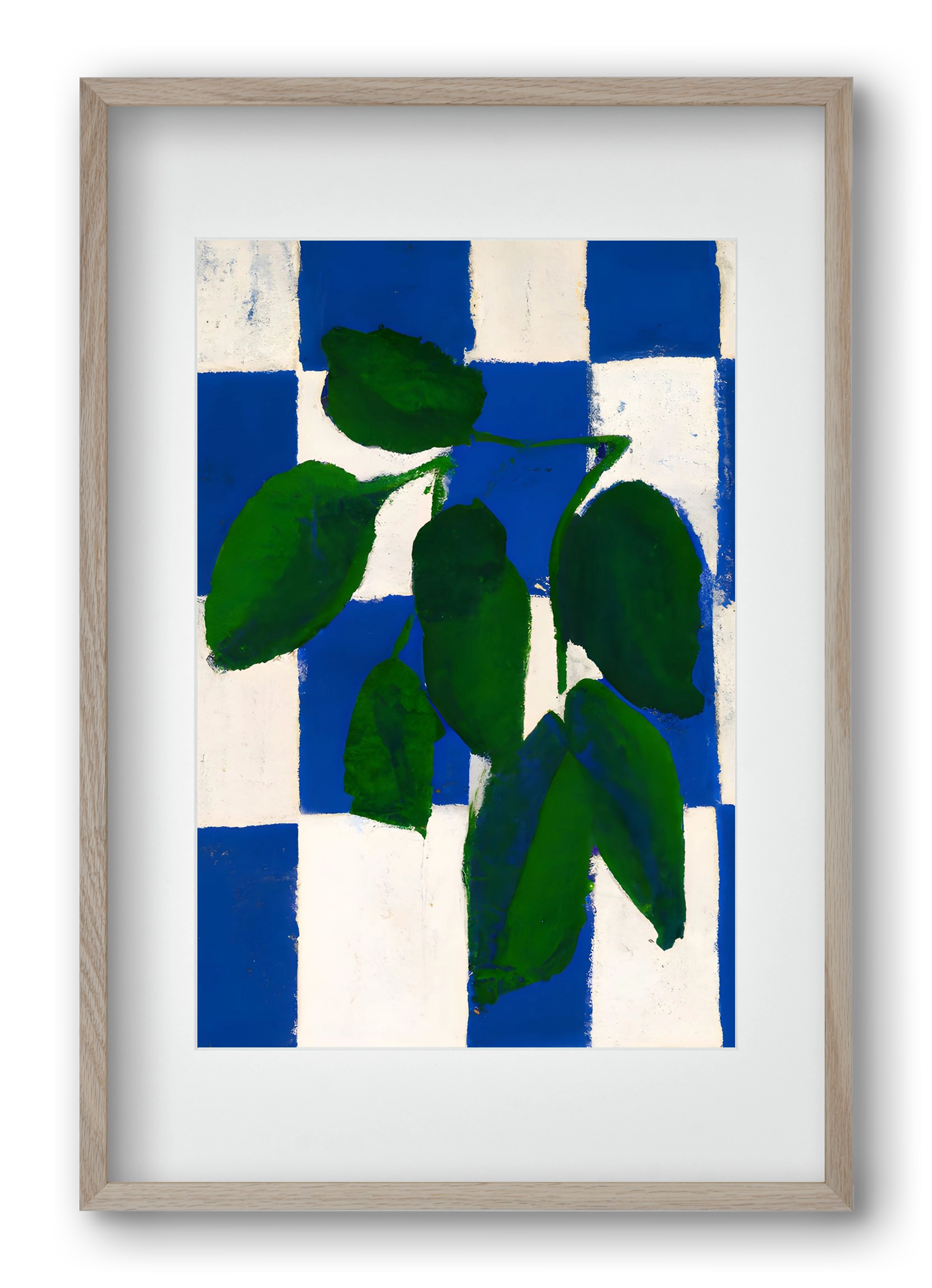 Checkered greenery, 40x60 cm (30x45 cm), Tölgy keret, paszpartuval