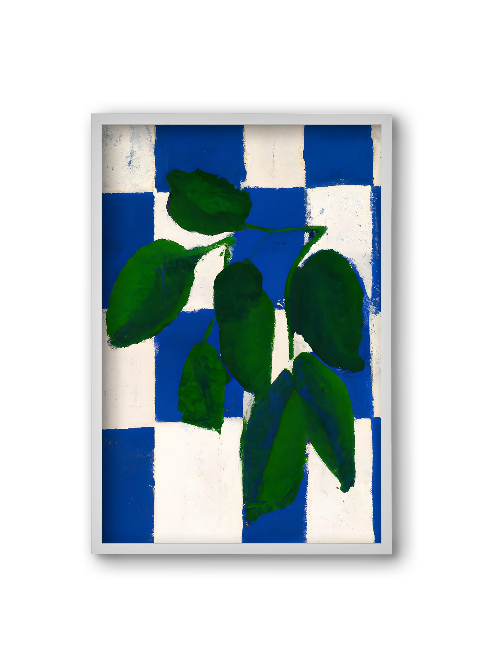 Checkered greenery, 20x30 cm (20x30 cm), Fehér keret