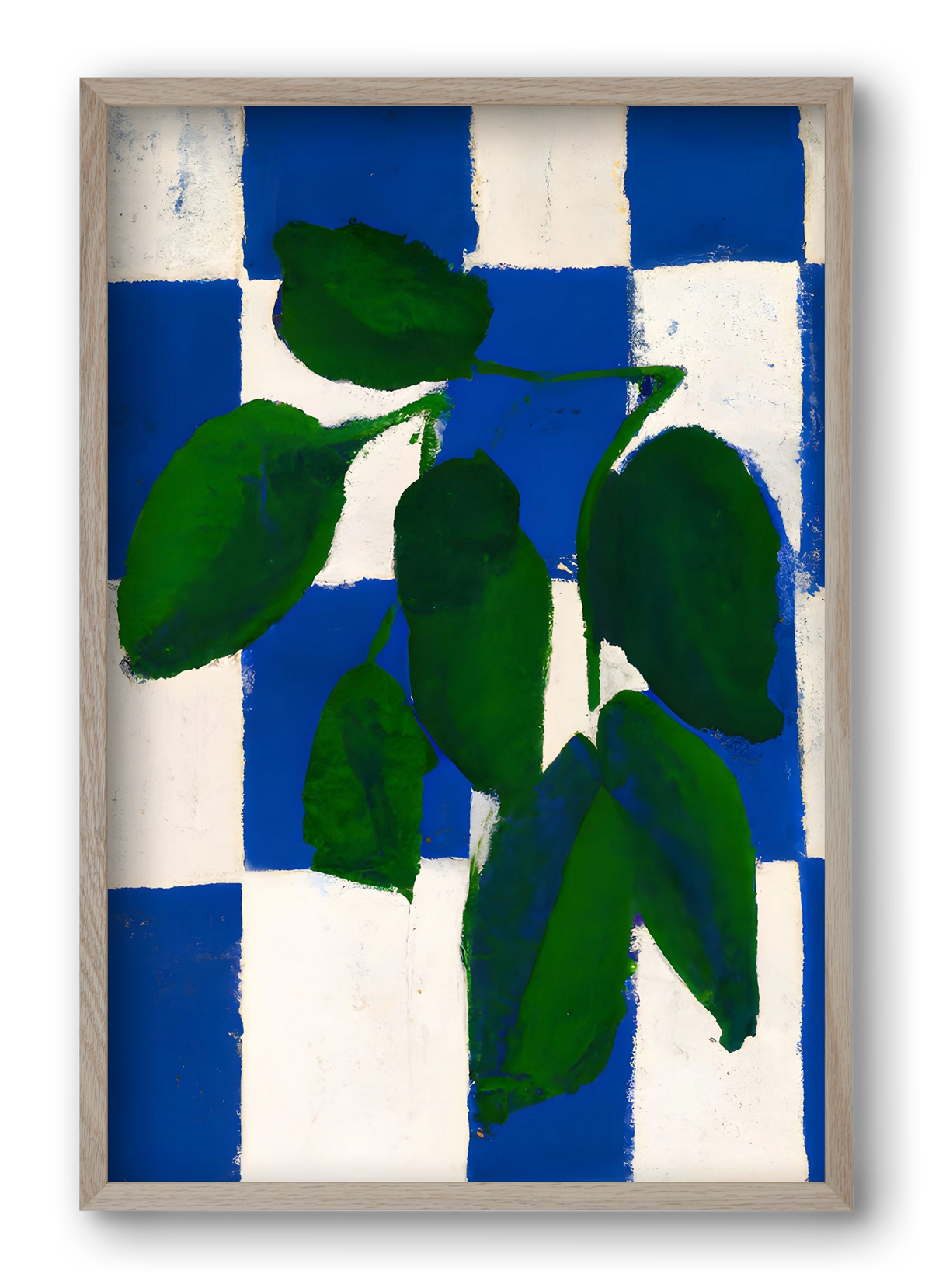 Checkered greenery, 40x60 cm (40x60 cm), Tölgy keret