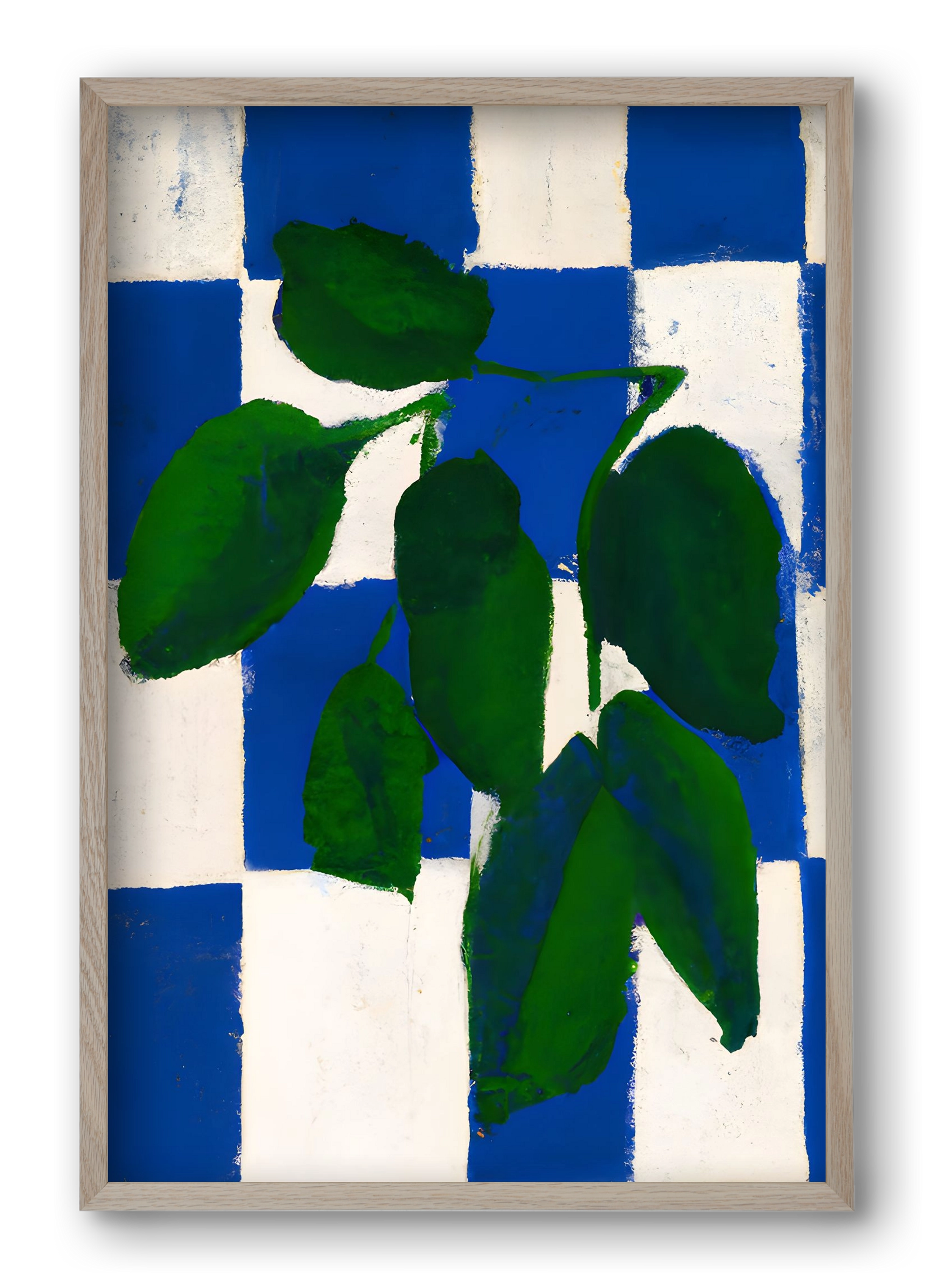Checkered greenery, 40x60 cm (40x60 cm), Tölgy keret