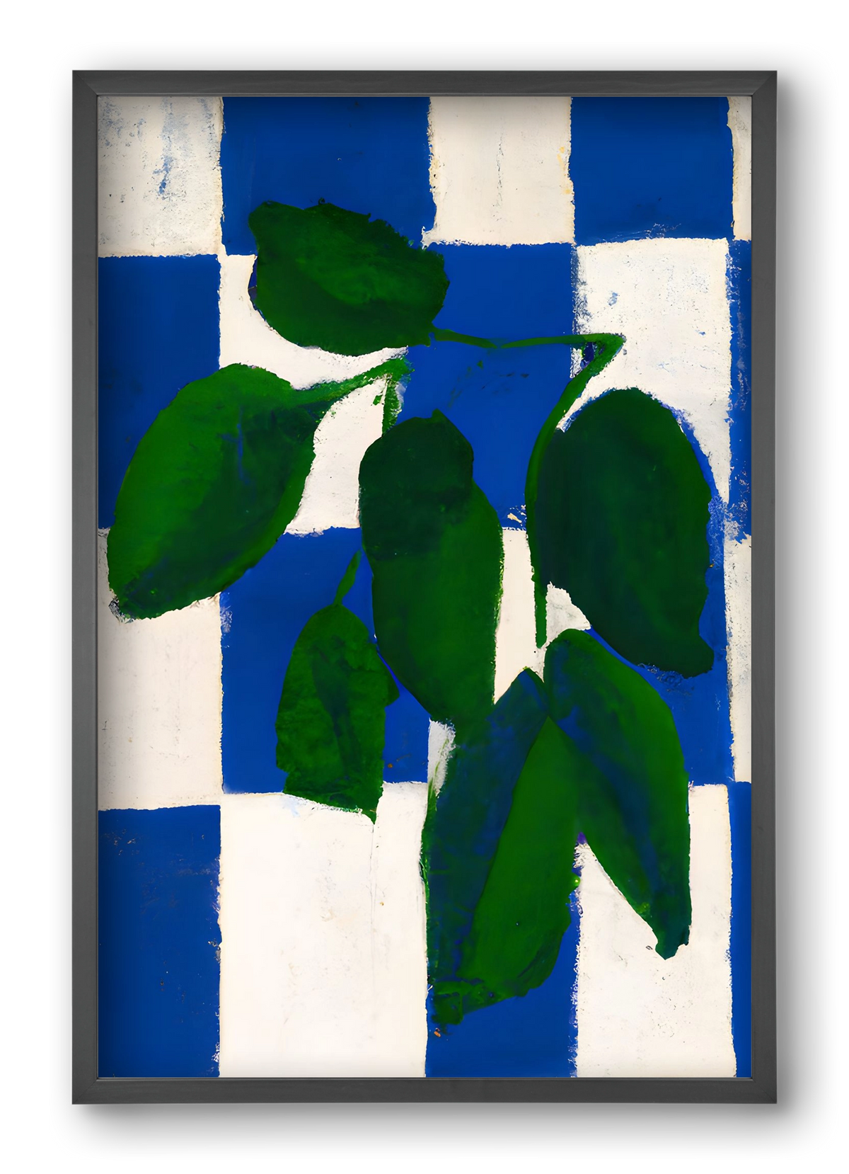Checkered greenery, 40x60 cm (40x60 cm), Fekete keret