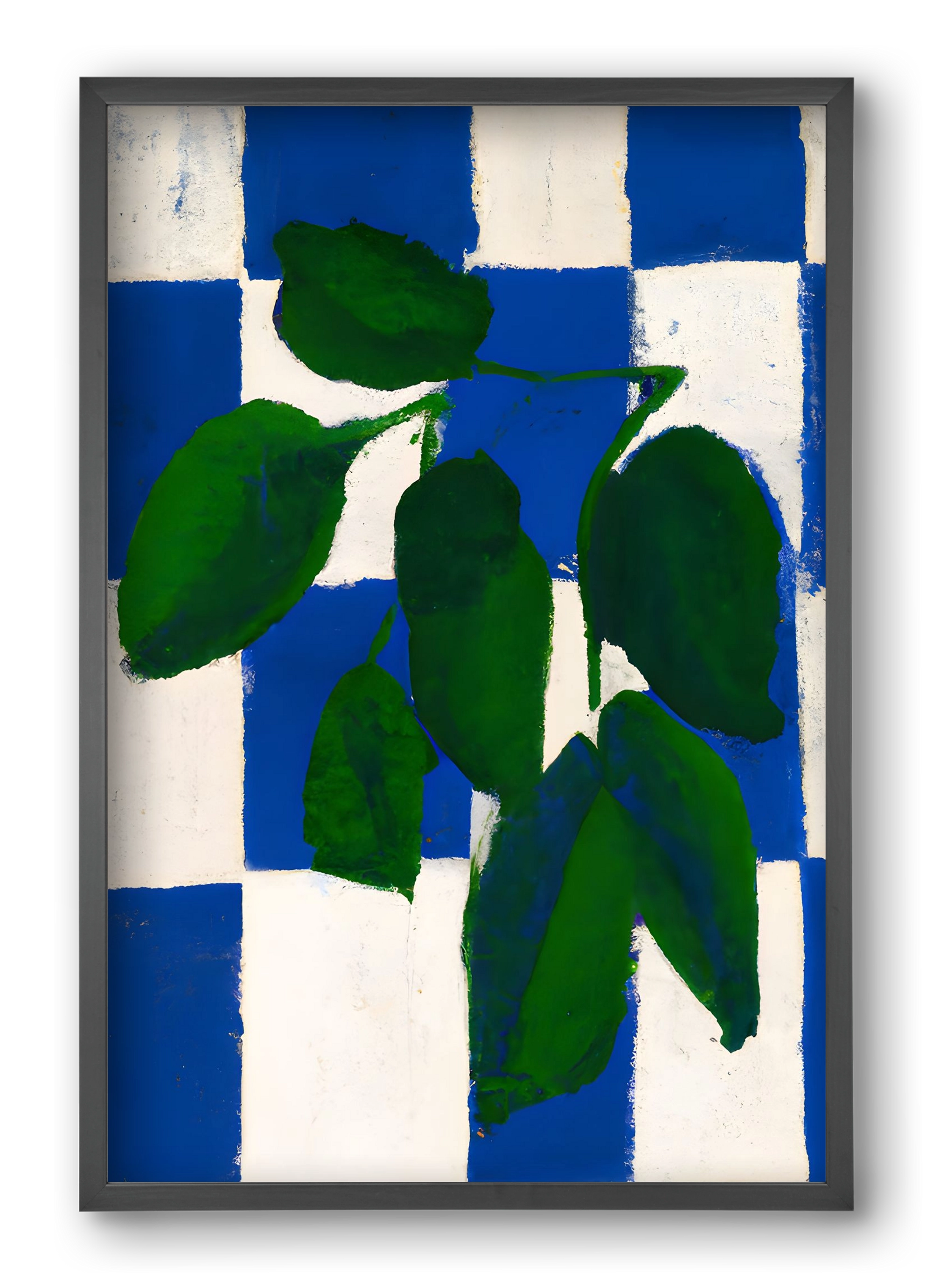 Checkered greenery, 40x60 cm (40x60 cm), Fekete keret