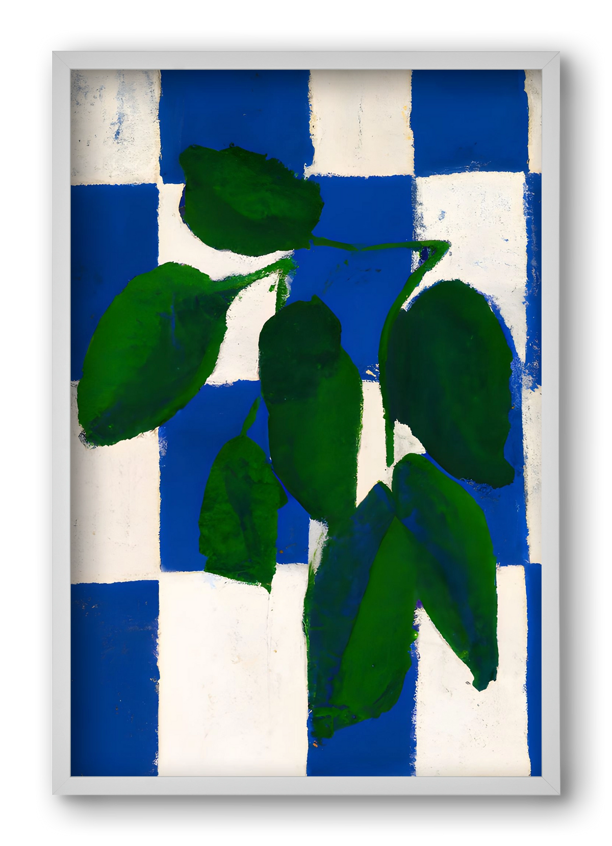 Checkered greenery, 40x60 cm (40x60 cm), Fehér keret