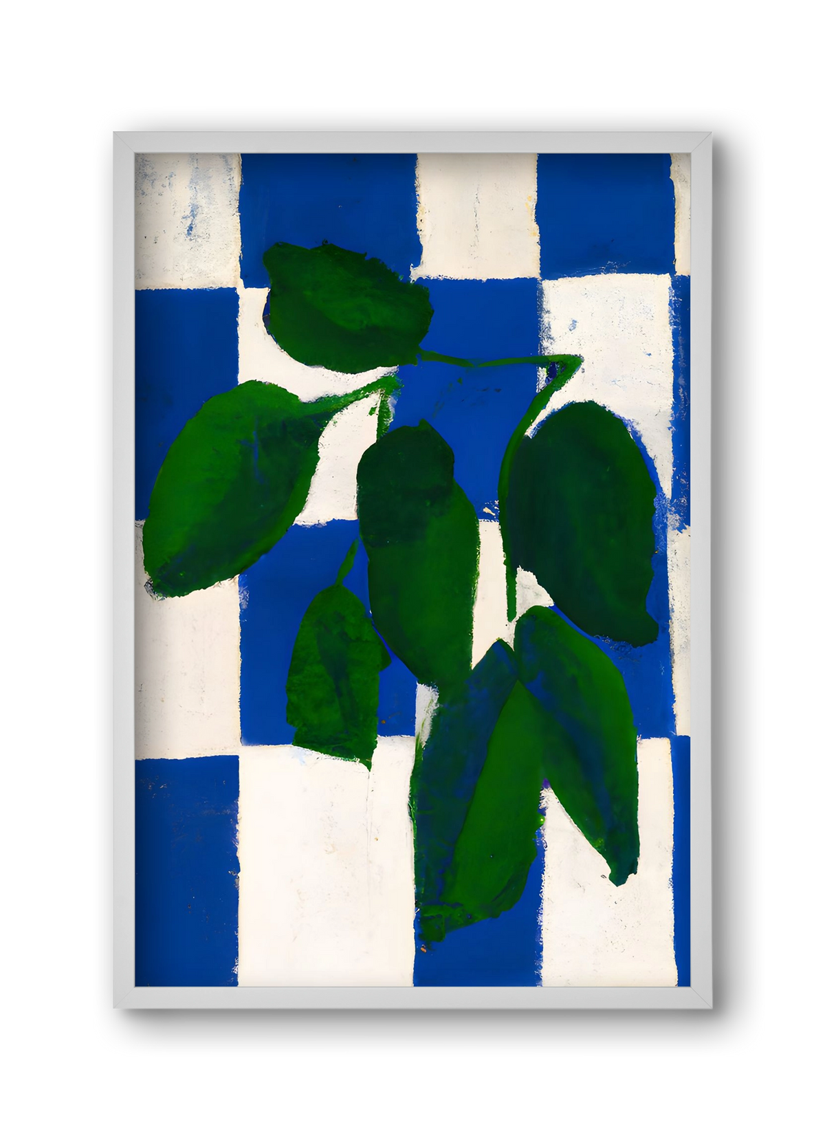 Checkered greenery, 30x45 cm (30x45 cm), Fehér keret
