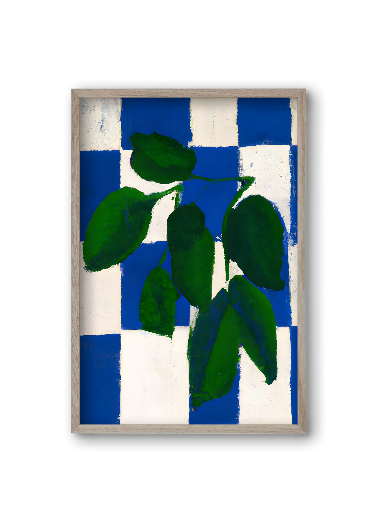 Checkered greenery, 20x30 cm (20x30 cm), Tölgy keret