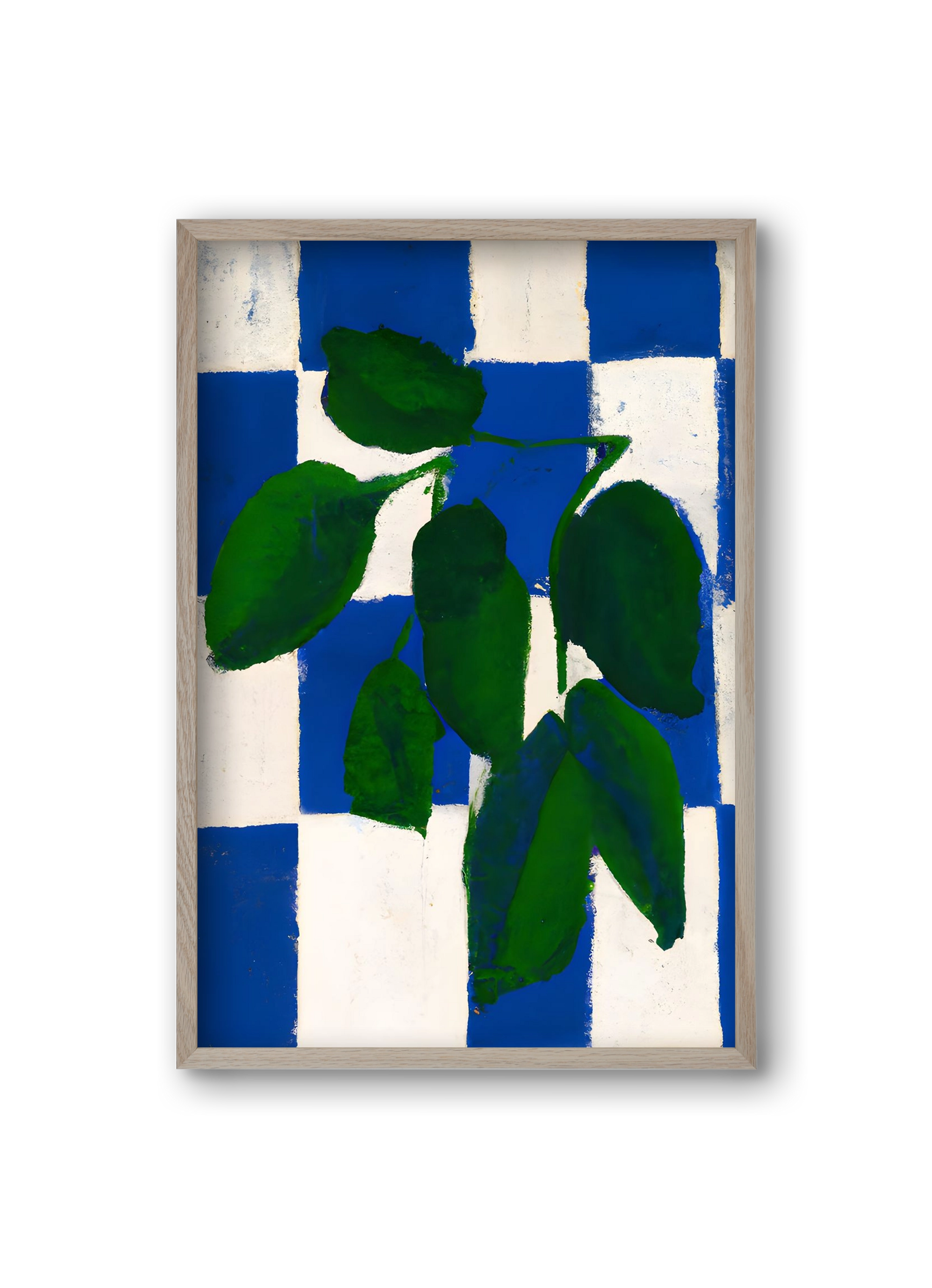 Checkered greenery, 20x30 cm (20x30 cm), Tölgy keret