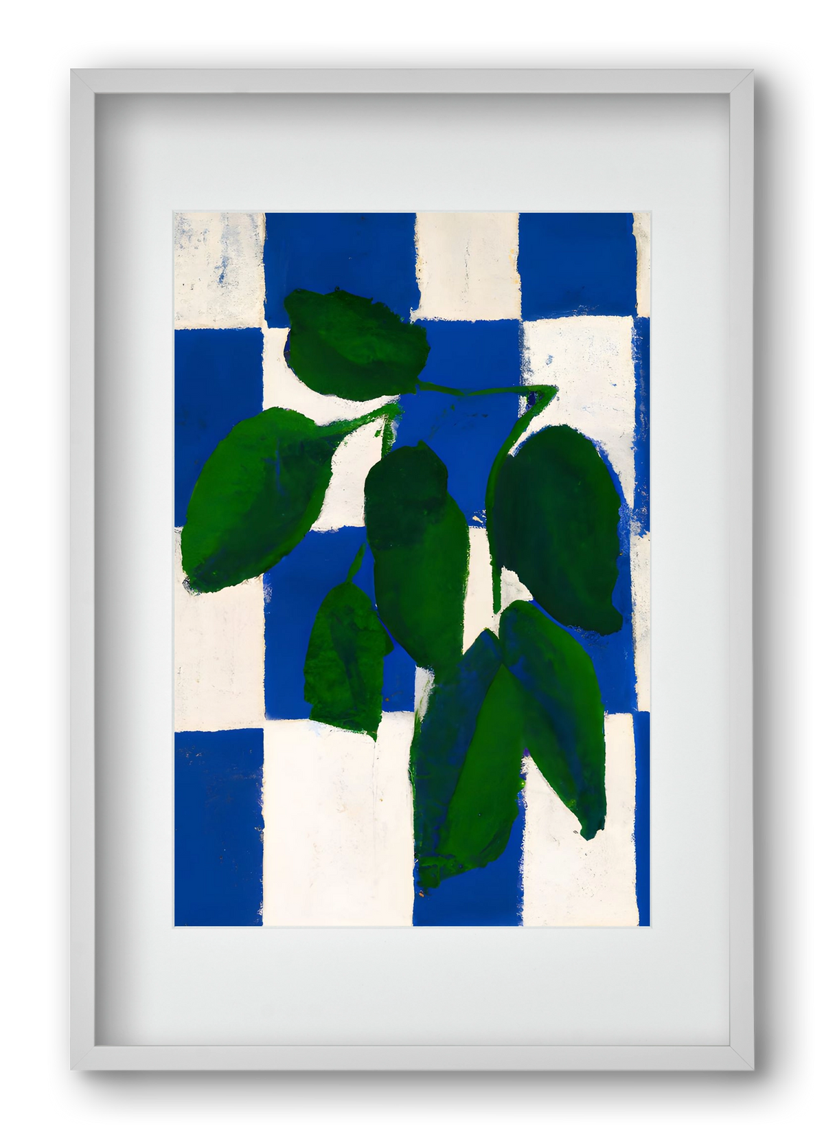 Checkered greenery, 40x60 cm (30x45 cm), Fehér keret, paszpartuval