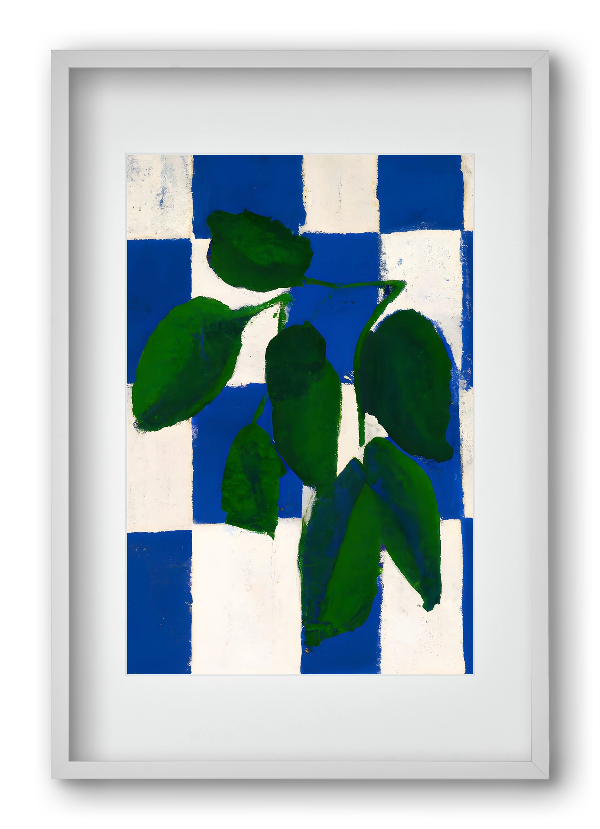 Checkered greenery, 40x60 cm (30x45 cm), Fehér keret, paszpartuval