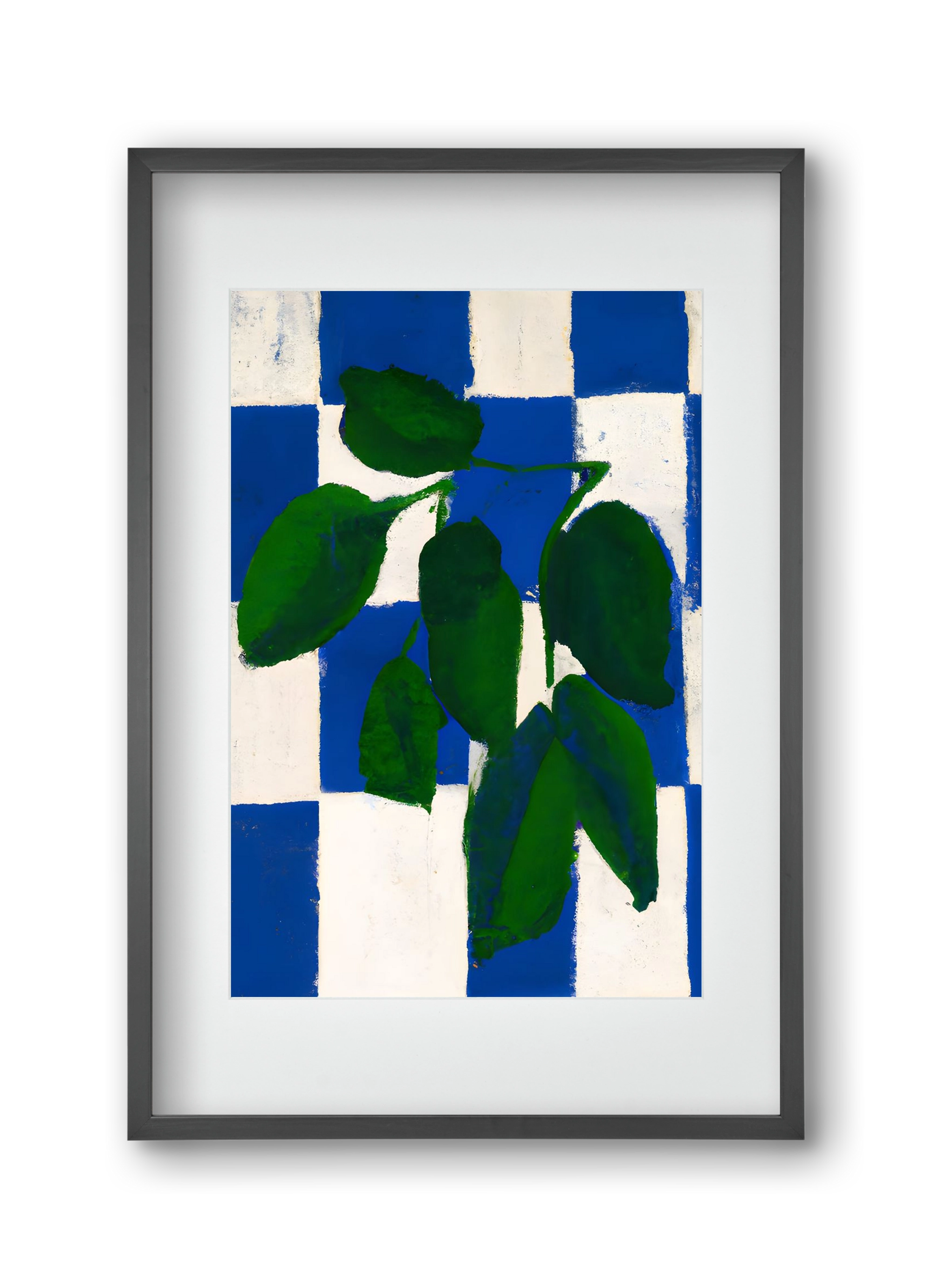 Checkered greenery, 30x45 cm (20x30 cm), Fekete keret, paszpartuval