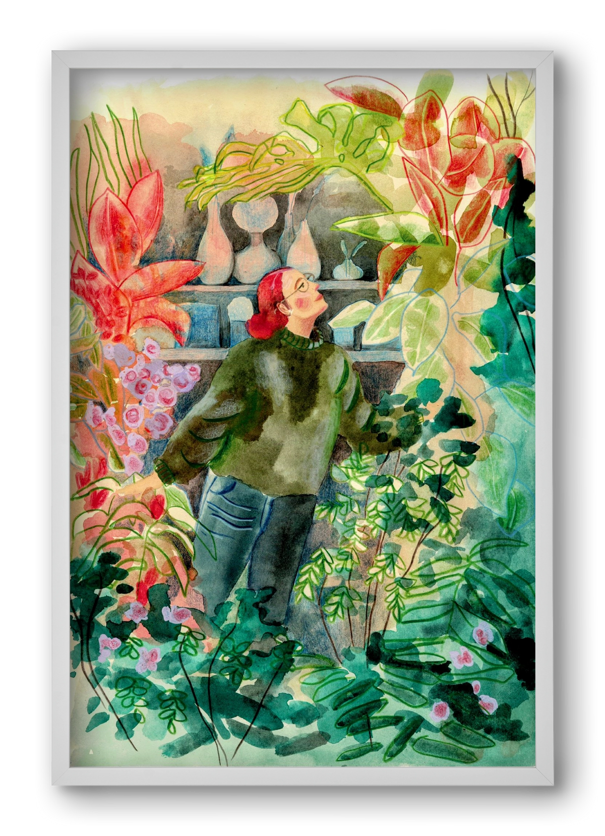 virágálom, 40x60 cm (40x60 cm), Fehér keret