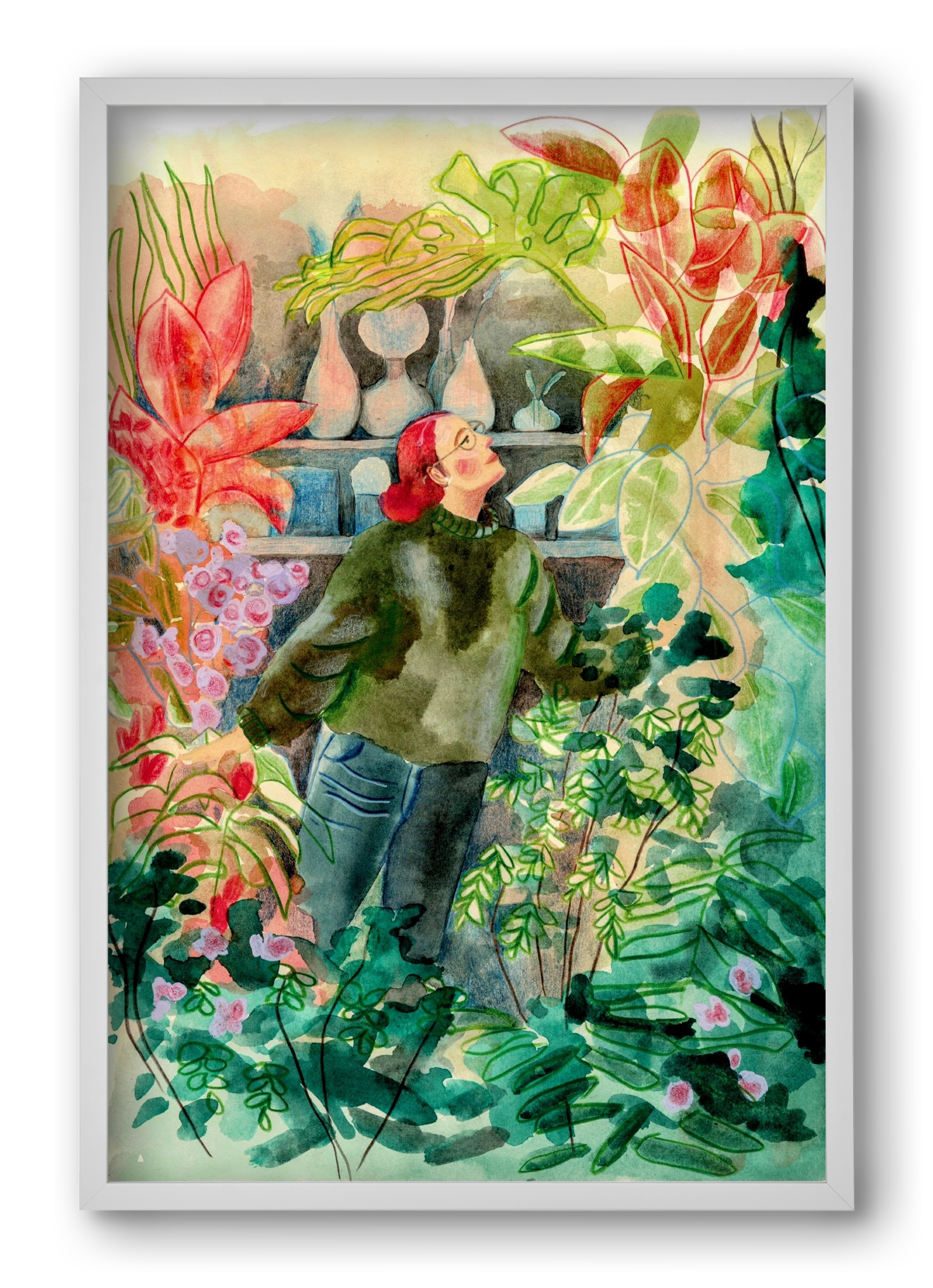 virágálom, 40x60 cm (40x60 cm), Fehér keret